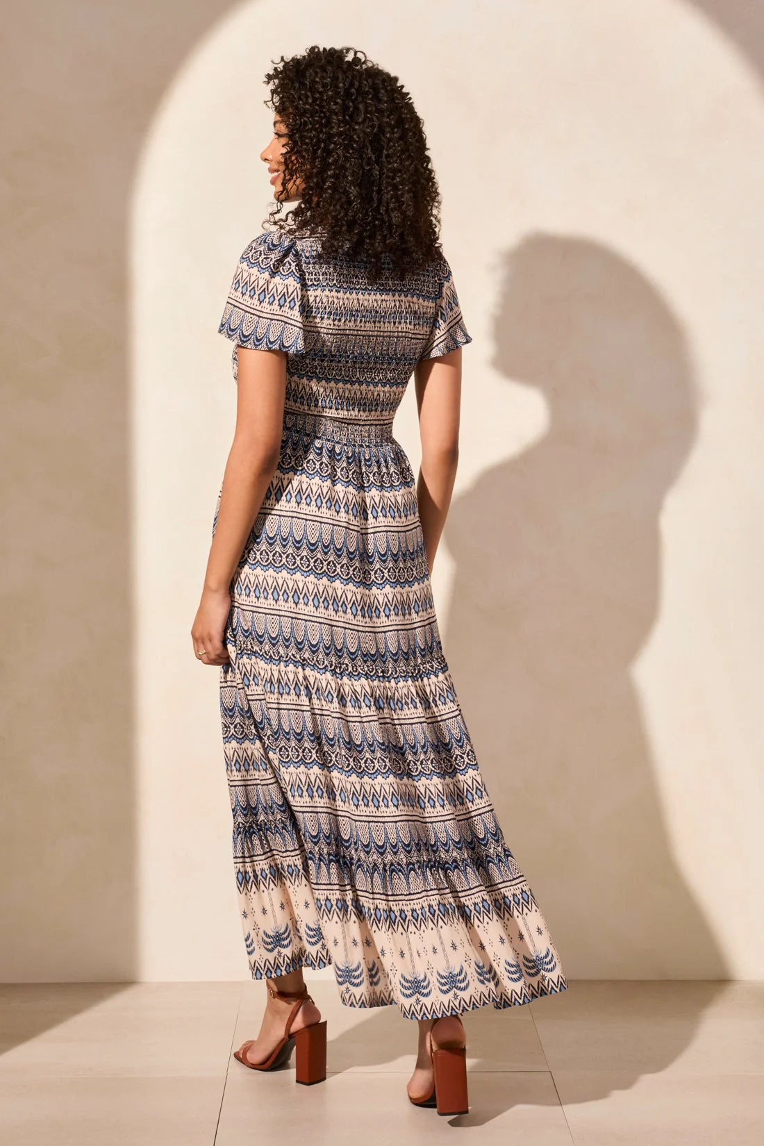 Tribal Ruched Top Maxi Dress