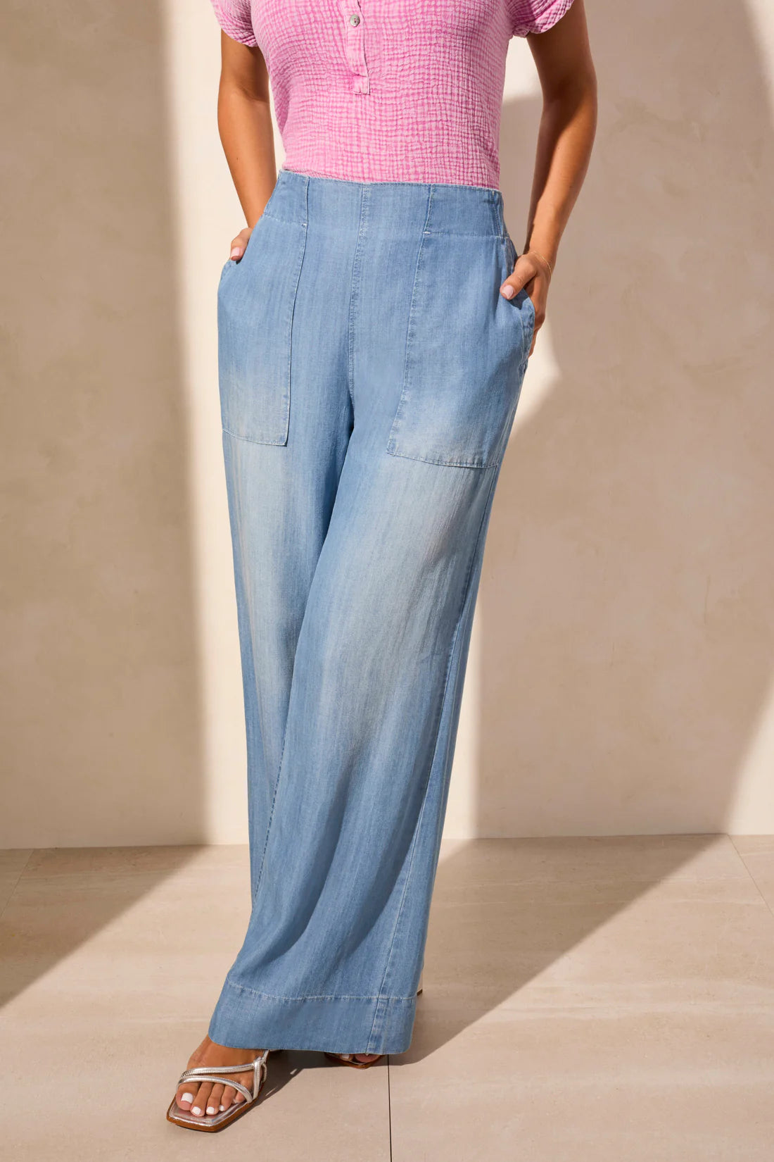 Tribal Tencel Pull On Wide Leg Pants