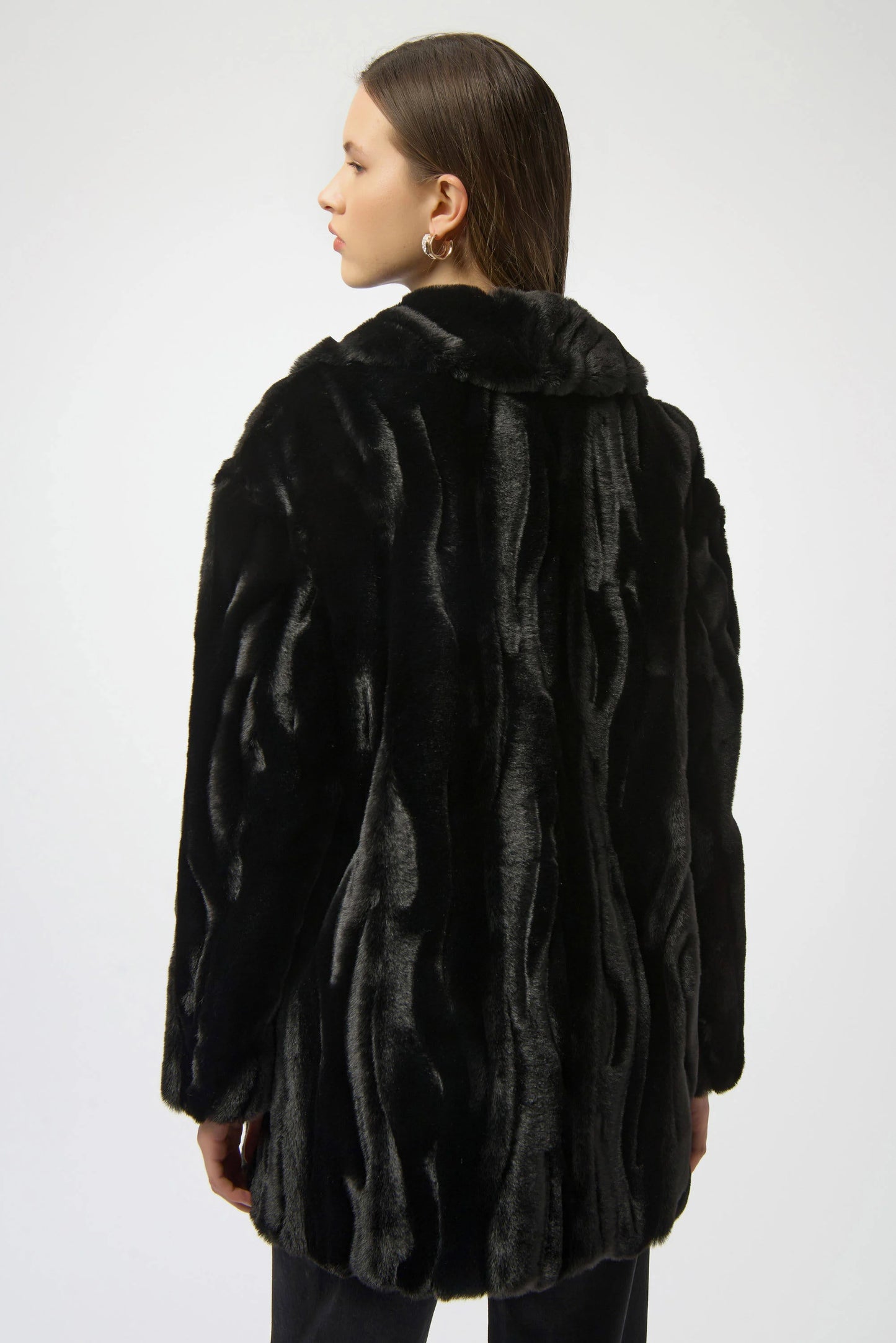Joseph Ribkoff Textured Faux Fur Shawl Collar Coat 254908