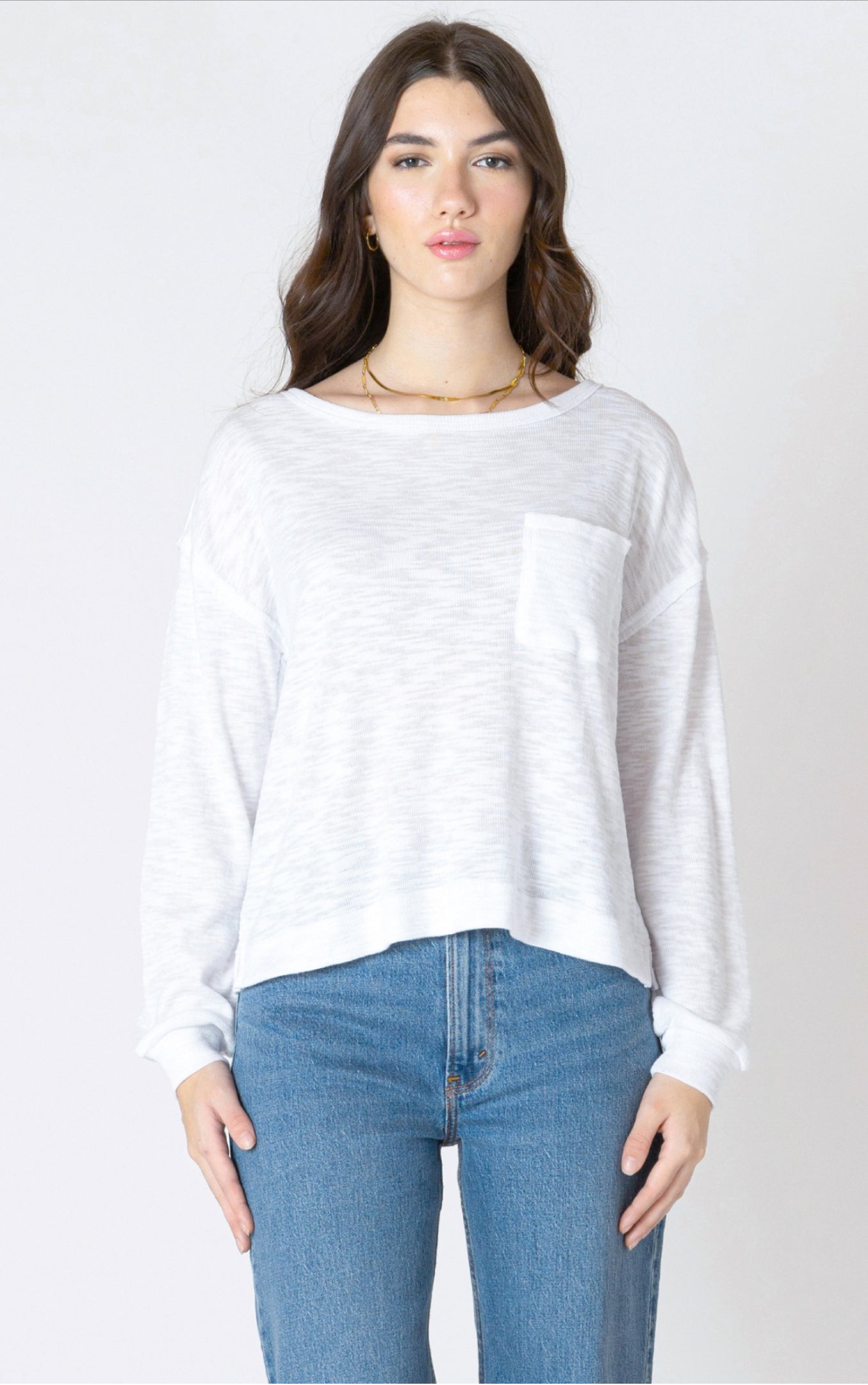 Dex Pocket Tee Long Sleeve White