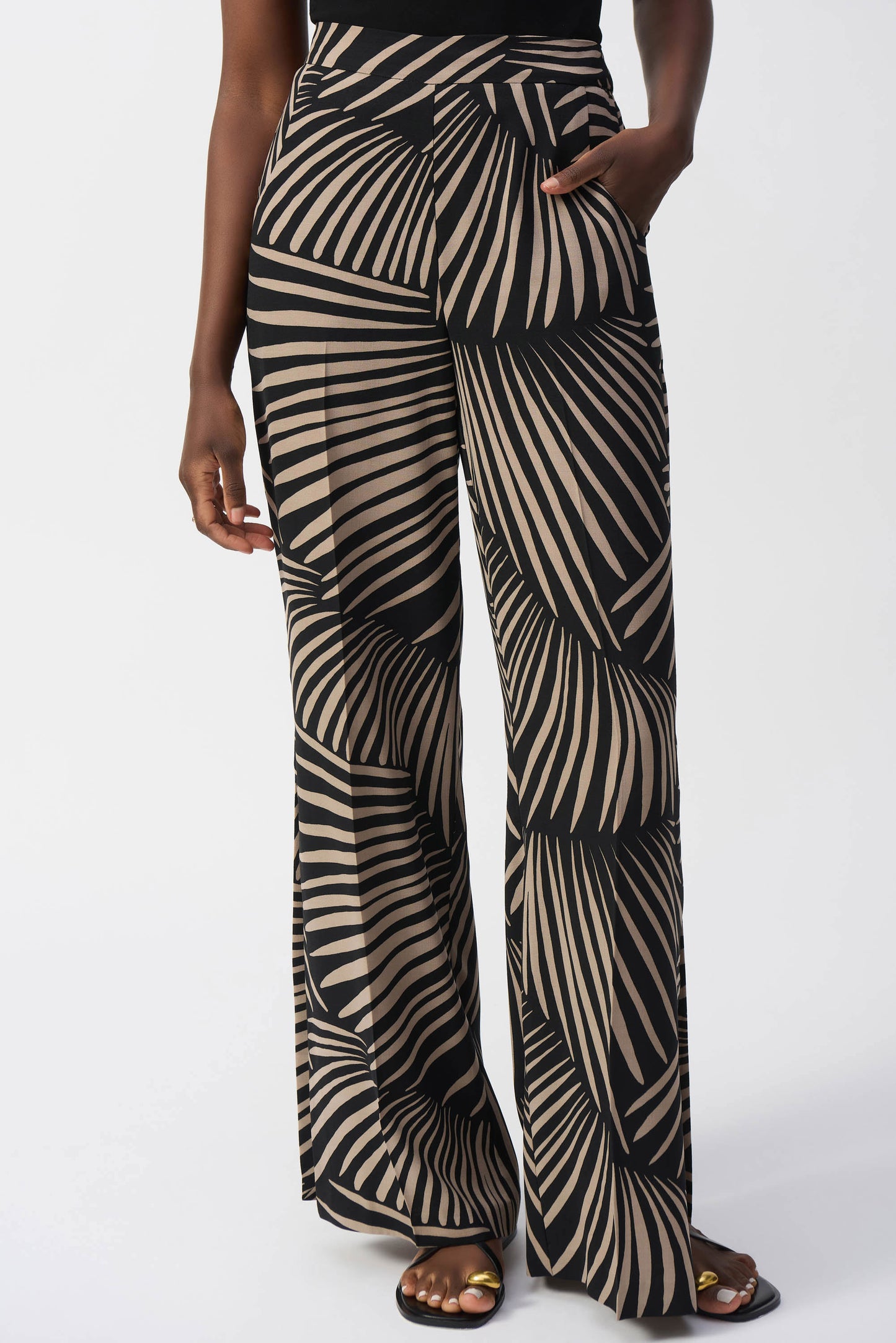 Joseph Ribkoff Gauze Tropical Print Wide-Leg Pants 251085