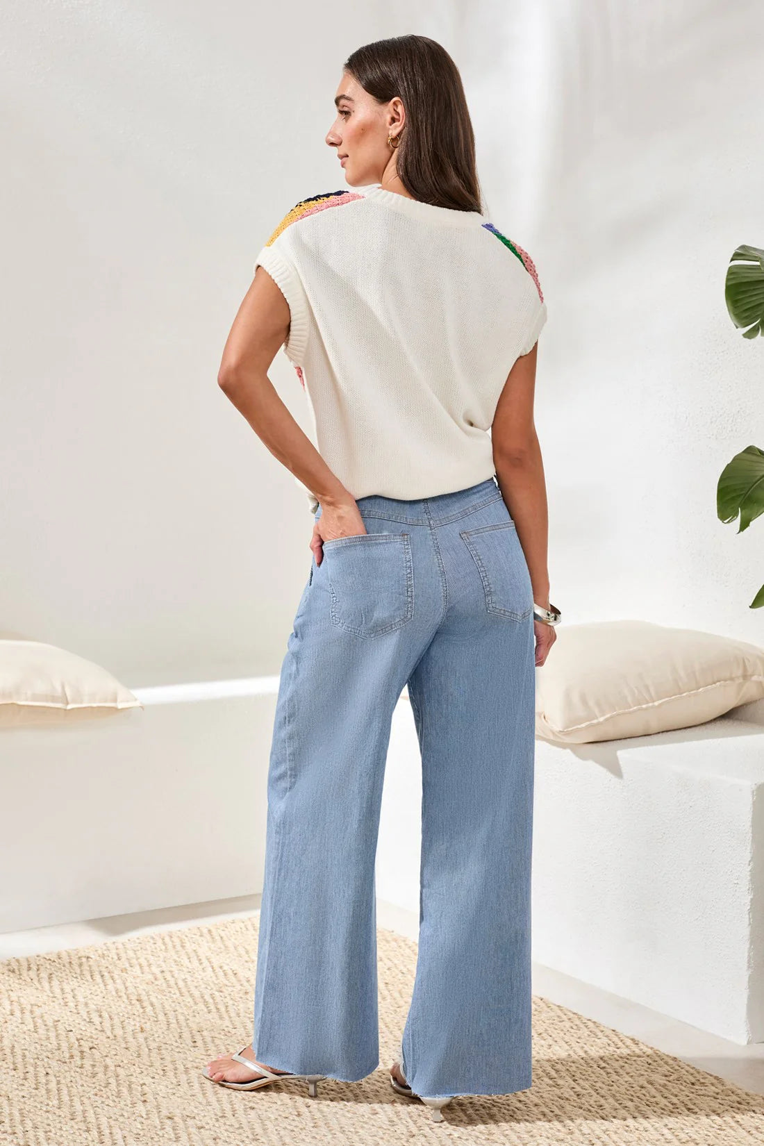 Tribal Audrey Lightweight Pleated Wide Leg Pants