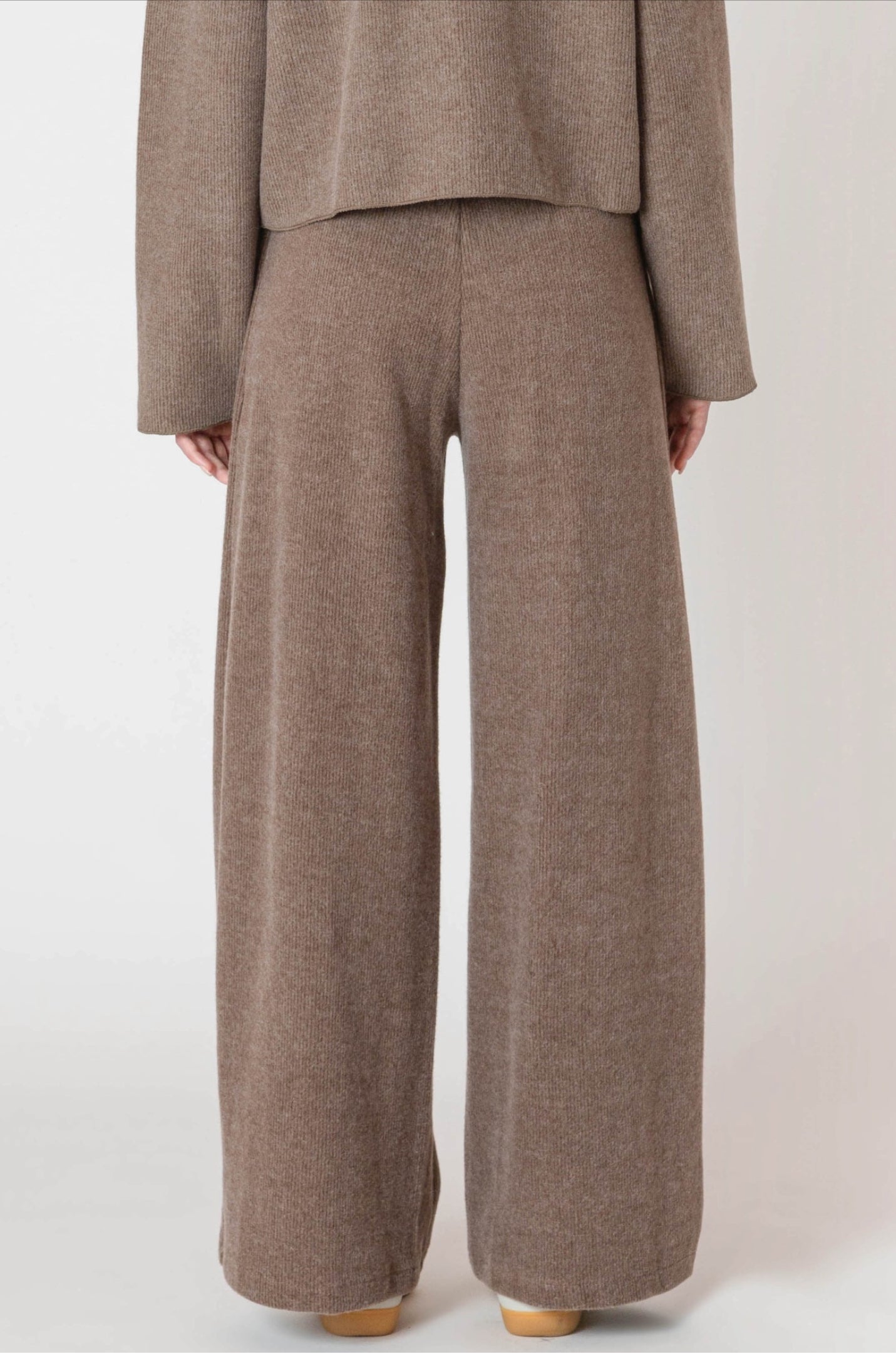 Room 34 Ribbed Wide Leg Pants Mocha