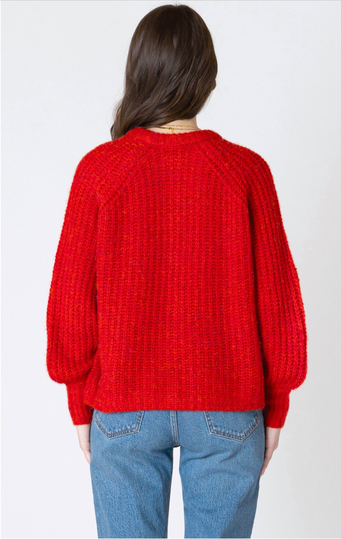 Dex Textured Crewneck Cardigan Red Candy