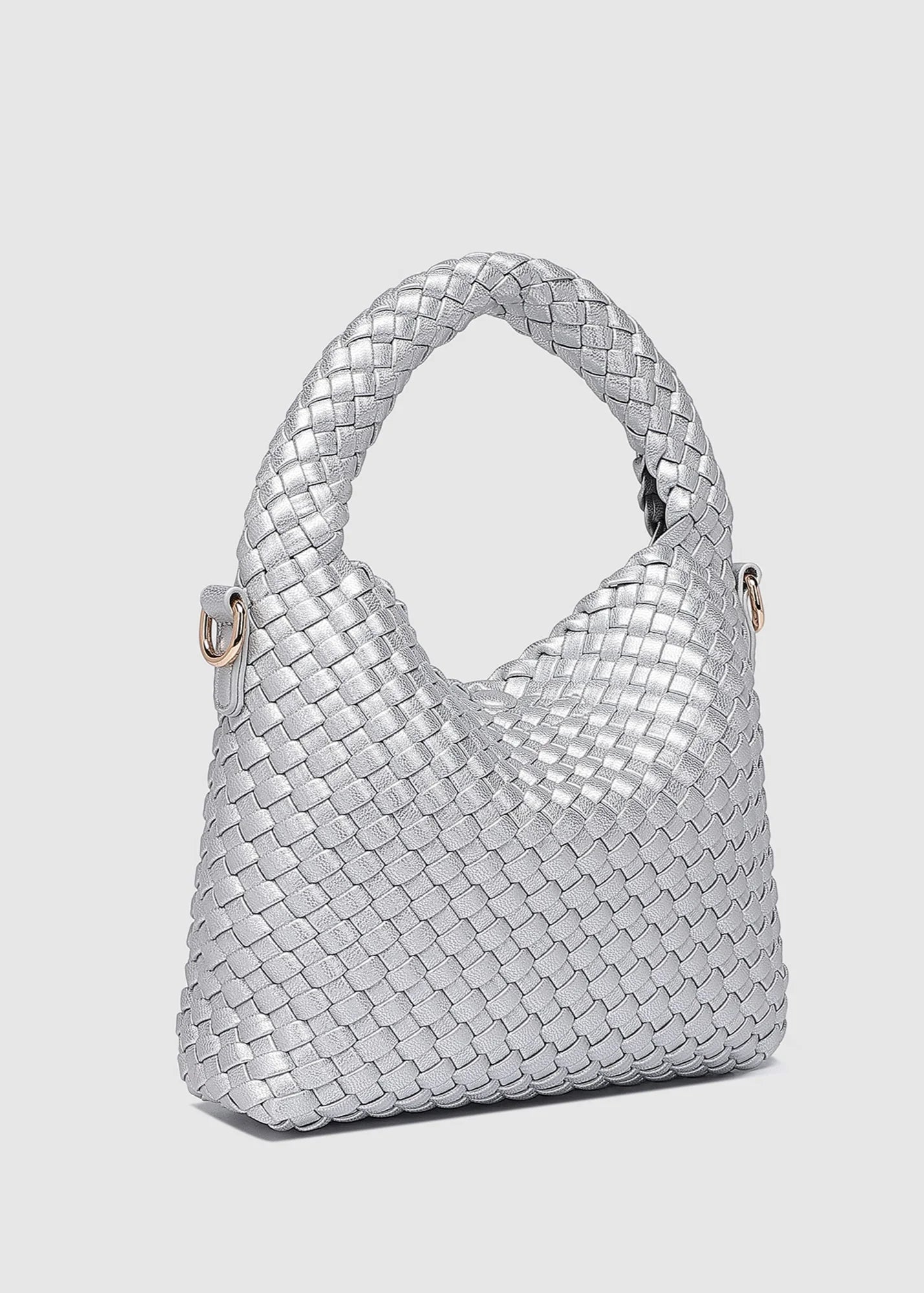 Louenhide Gabby Mini Woven Crossbody Bag Silver