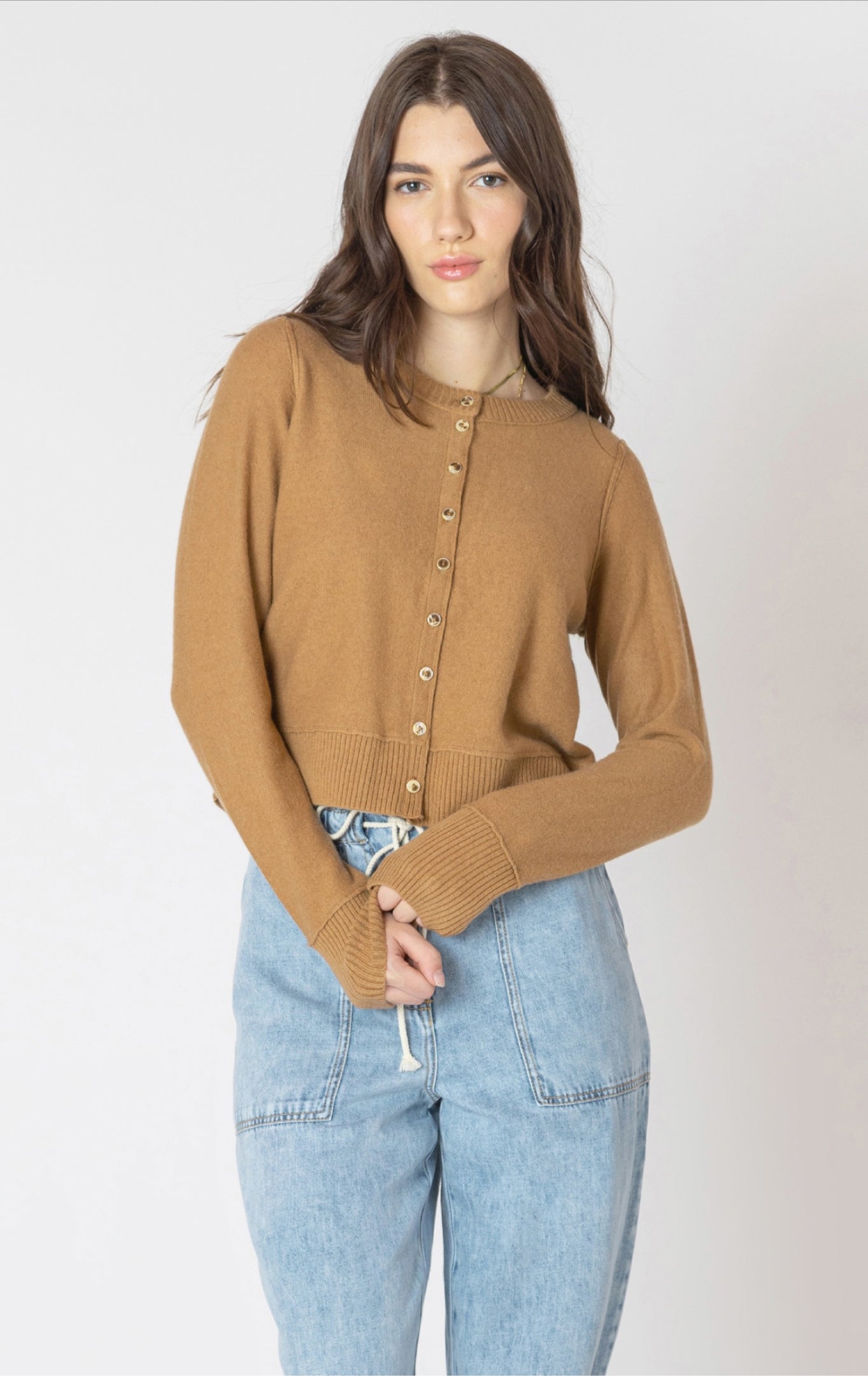 Dex Easy Crewneck Cardigan Toffee