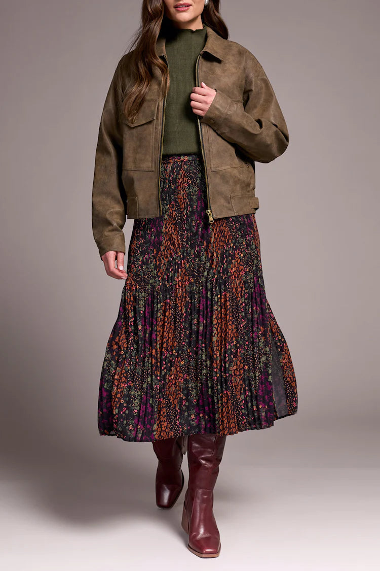 Tribal Faux Suede Collared Jacket Cocoa