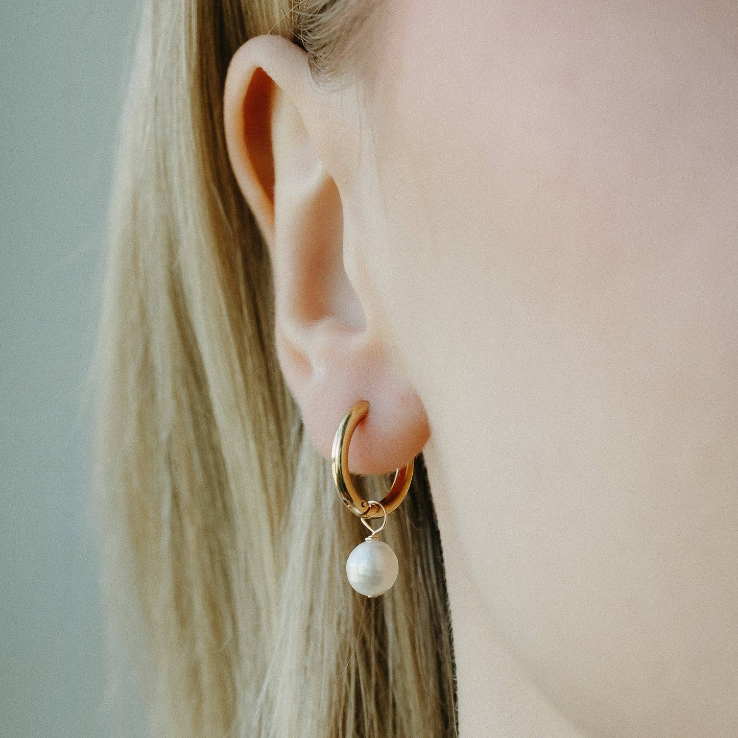 Petite Gold Jewelry Pearl Hoops