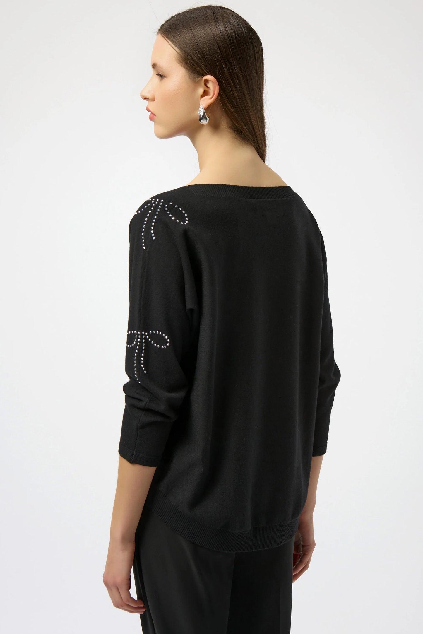 Joseph Ribkoff Sweater Knit Pullover with Iron-On Bow Detail 254950