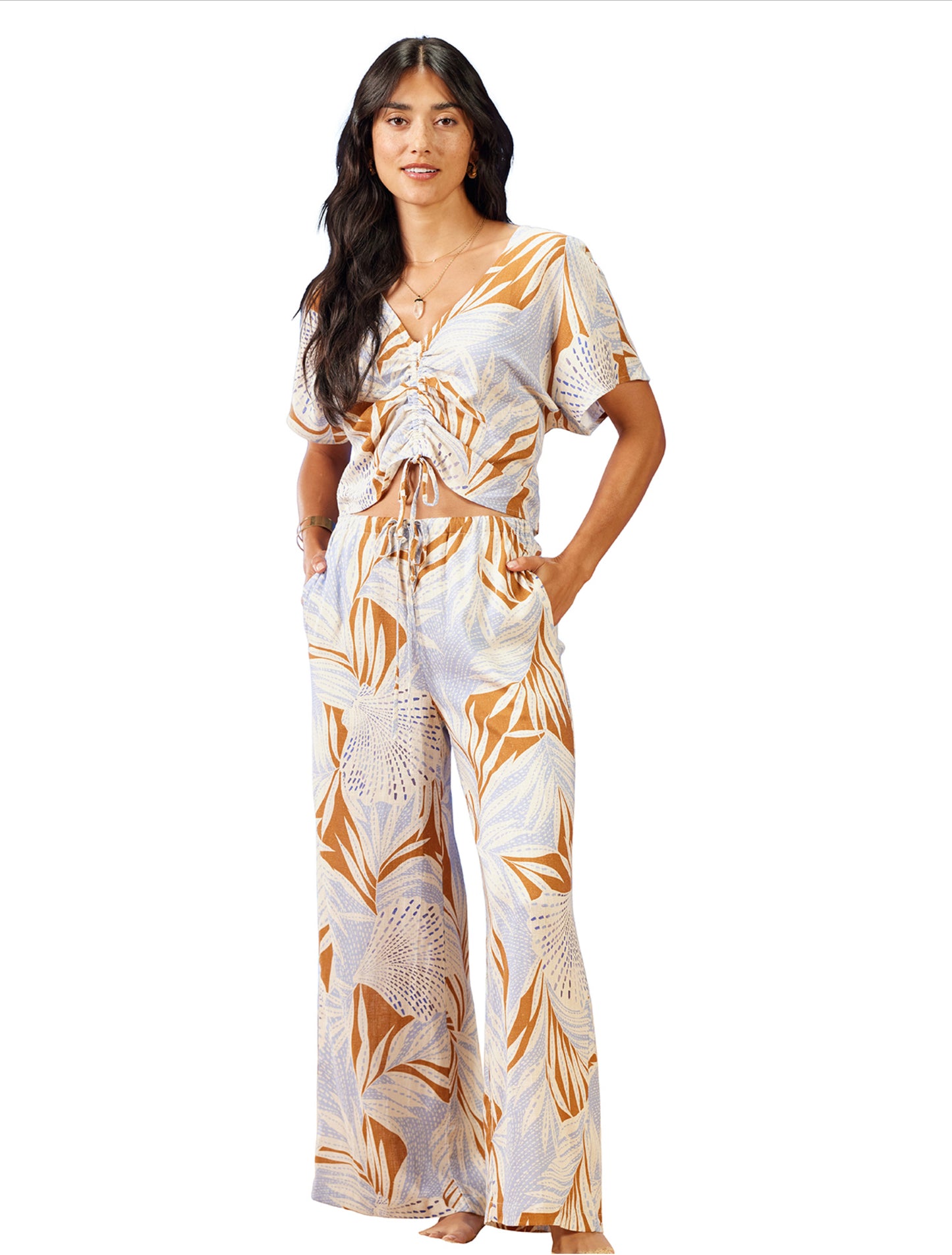 Tribal Flowy Drawstring Linen Pants