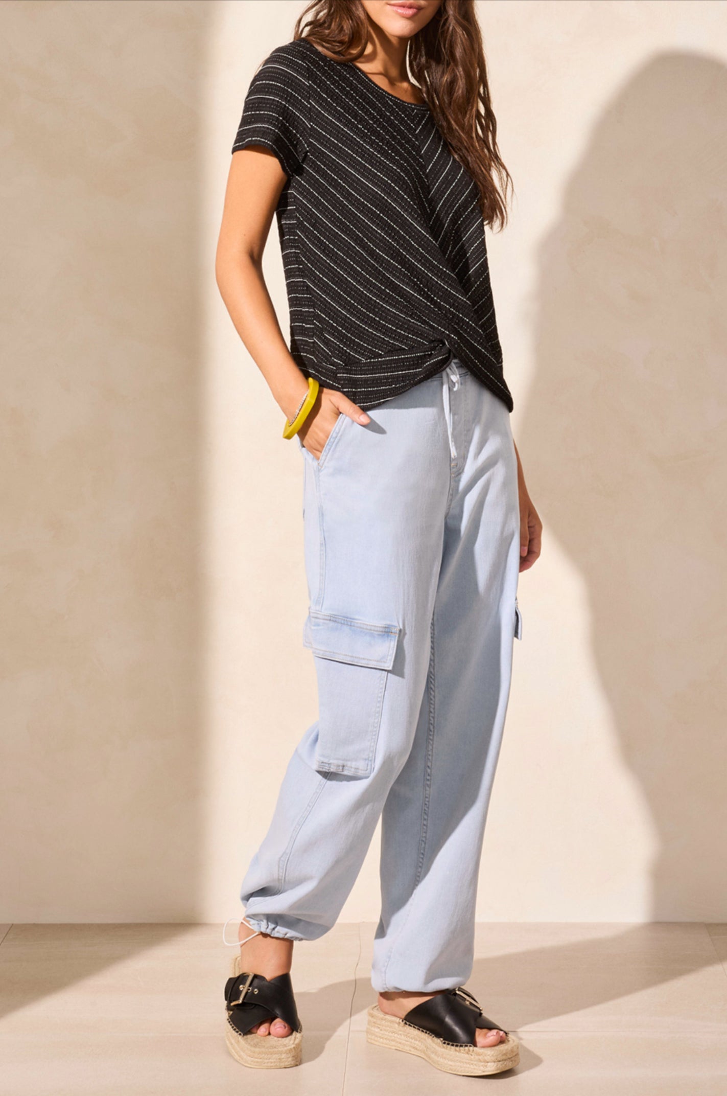 Tribal Crew Neck Top With Twist Knot