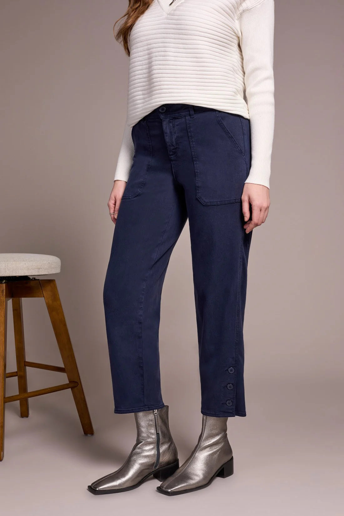 Tribal Twill Patch Pocket Crop Pants Sapphire