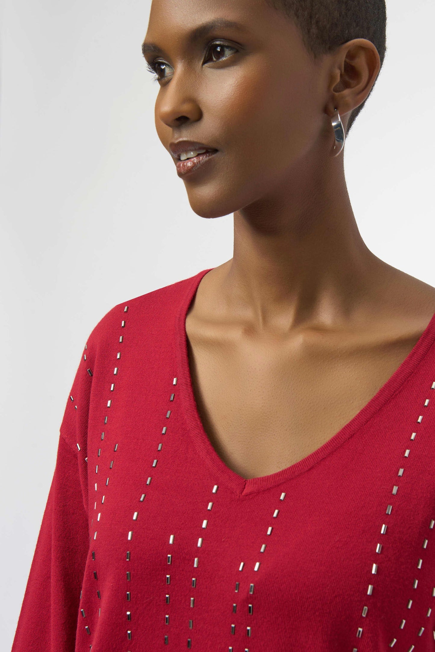 Joseph Ribkoff Sweater Knit Pullover with Iron-On Detail Deep Cherry 254966