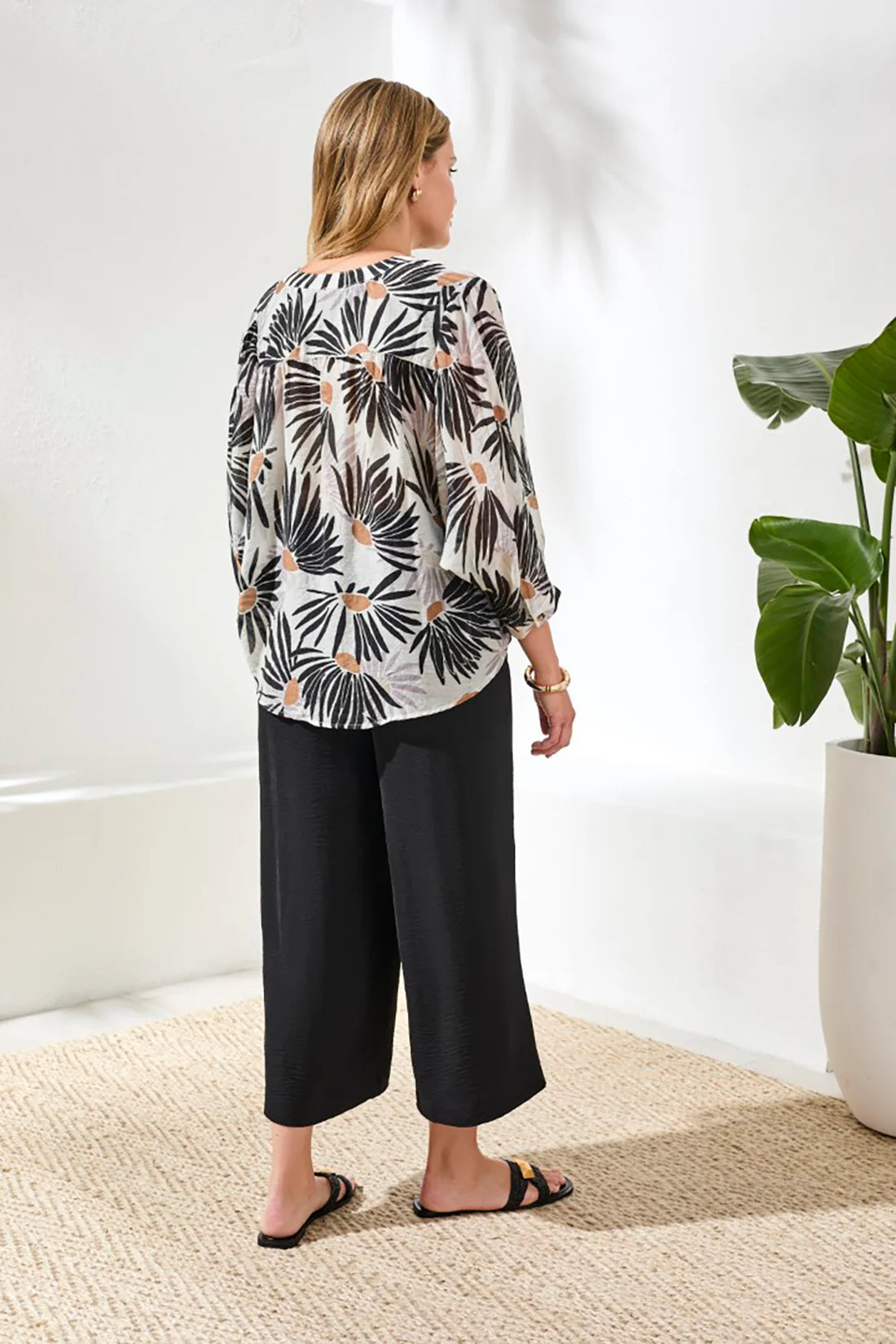 Tribal Flowy Dolman Sleeve Floral Blouse