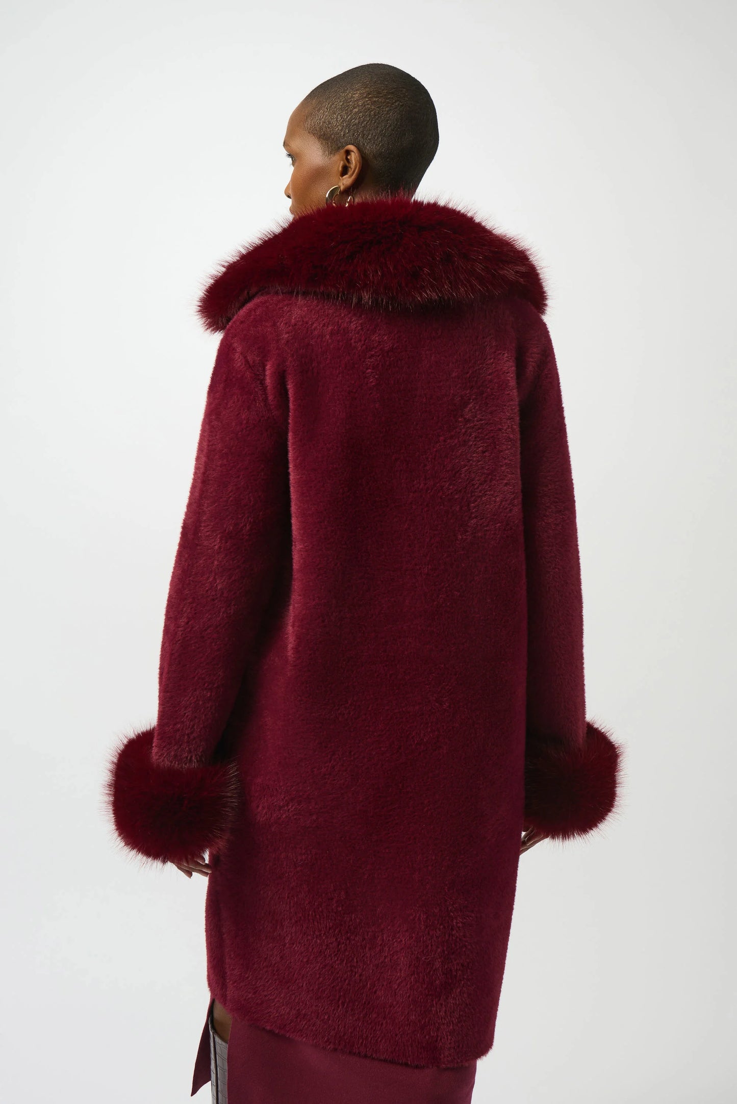 Feather Yarn and Faux Fur Sweater Coat
243923F25
