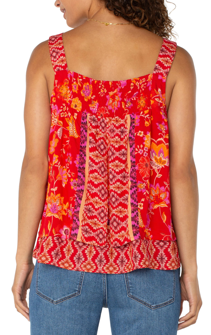 Liverpool Sleeveless V-neck Woven Tank