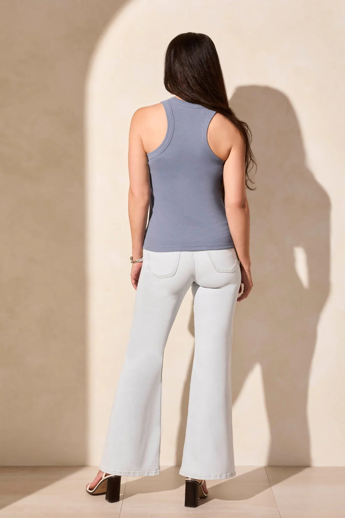 Tribal Blue Thread Racer Back Tank Blue