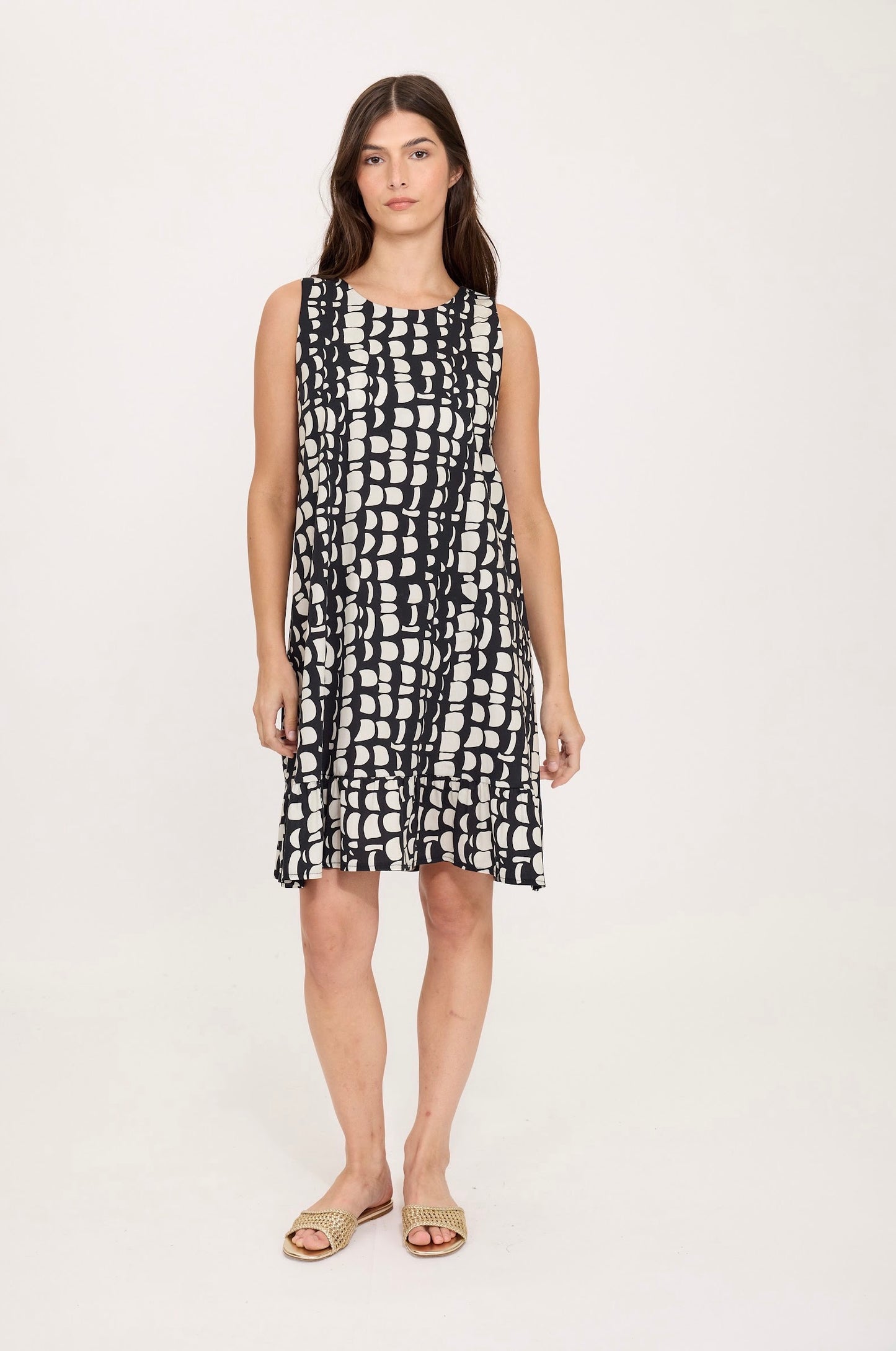 Pistache Poplin Cotton Sleeveless Printed Dress