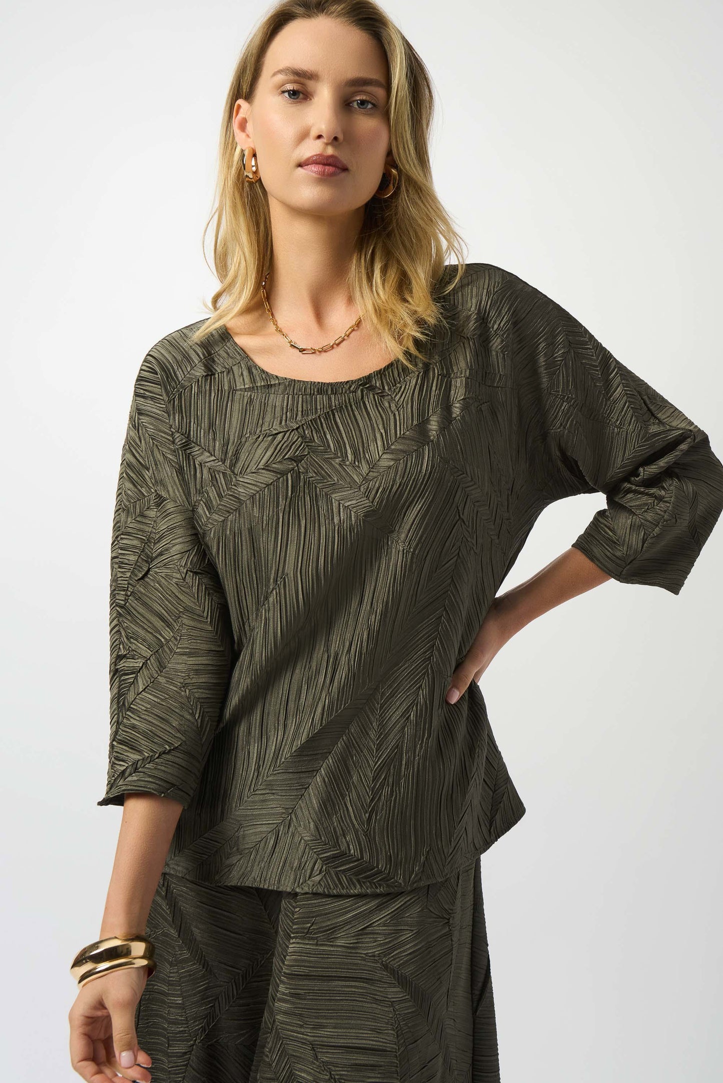 Joseph Ribkoff Pleated Satin Boxy Top 253002