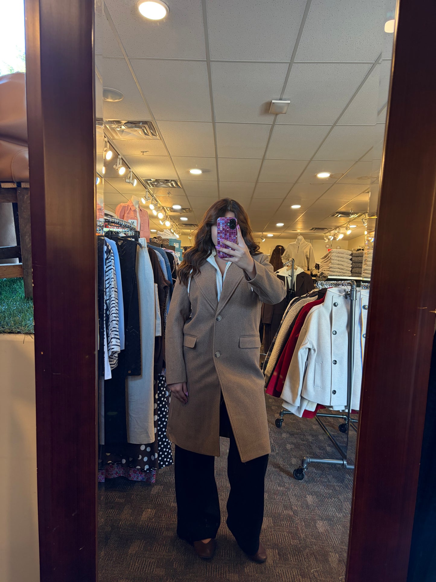 Tribal Soft Knit Removable Hood Coat Biscotti