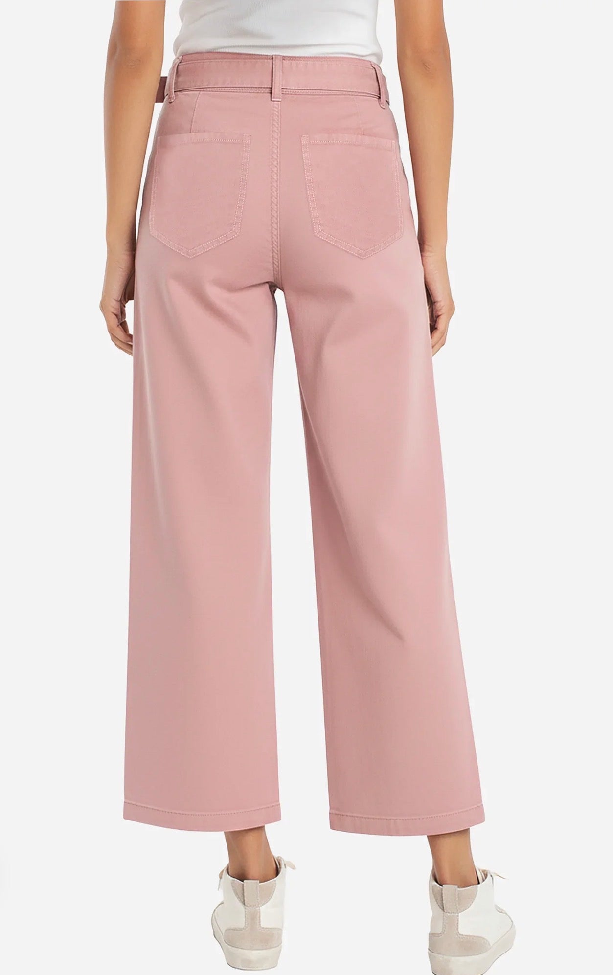 Liverpool Stride Belted Wide Leg Pants Misty Blush