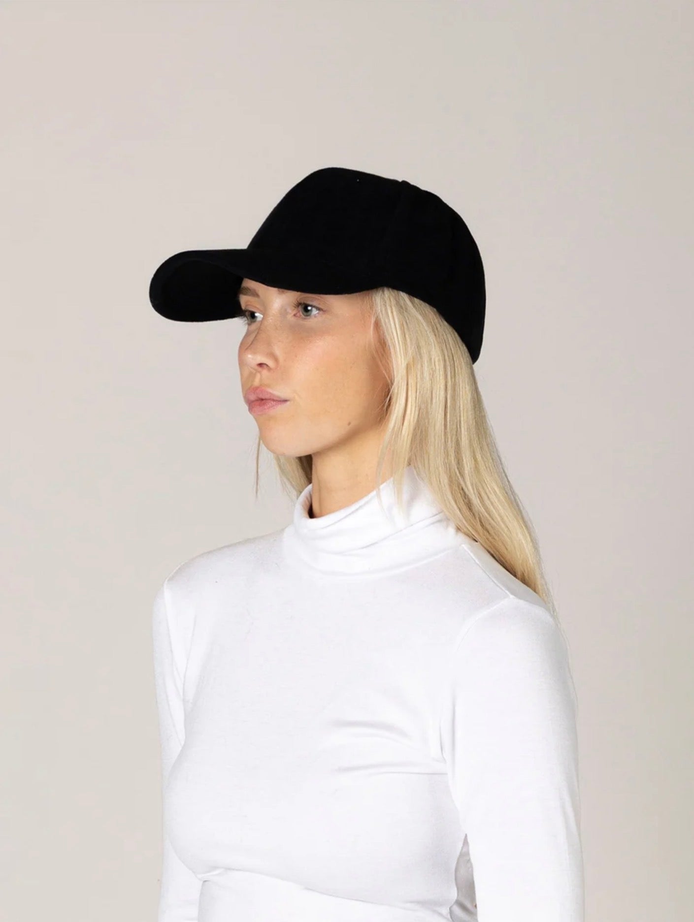 Lyla & Luxe Felt Baseball Hat Black