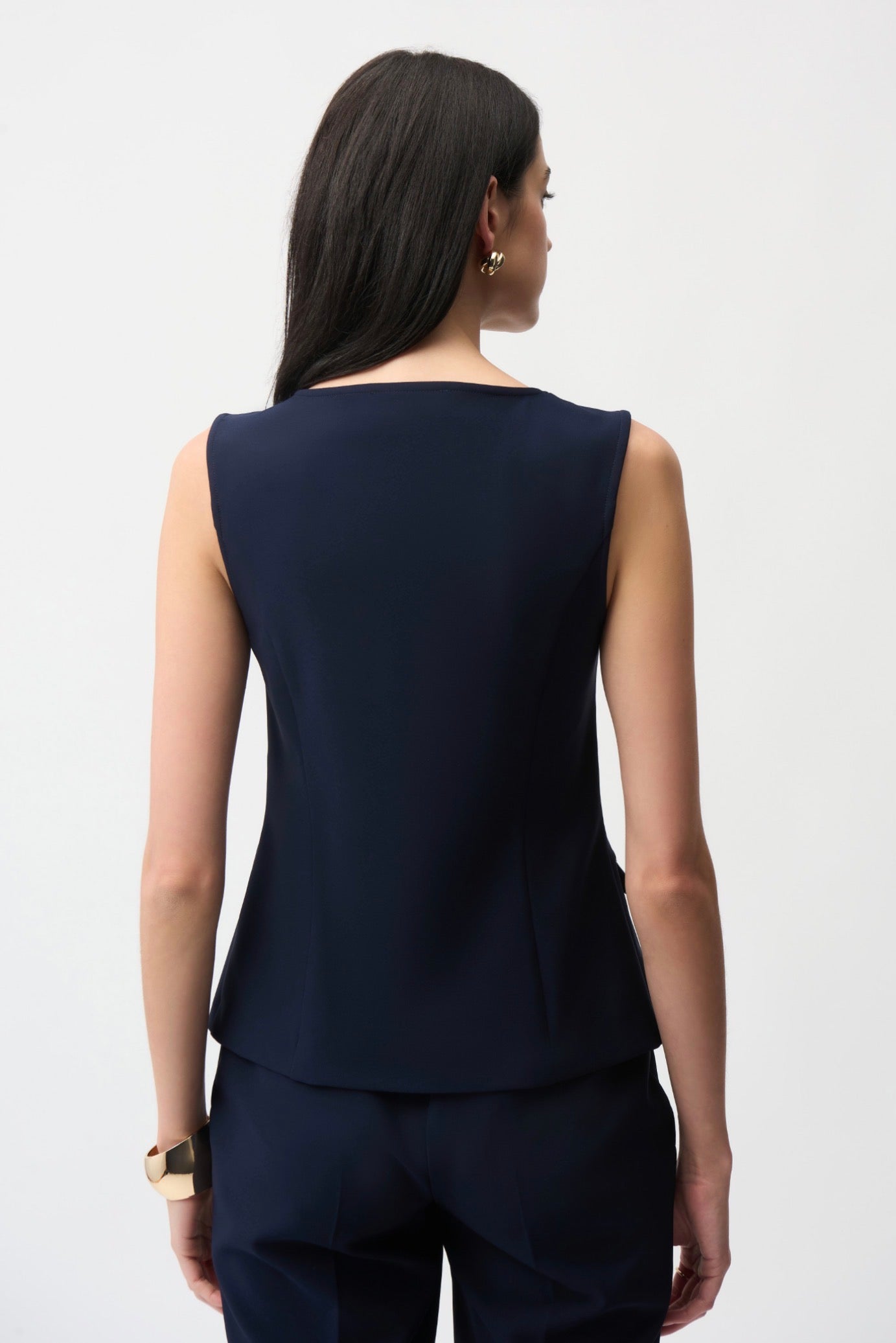 Joseph Ribkoff Lux Twill Fitted Vest With Front Zipper Midnight Blue 261054