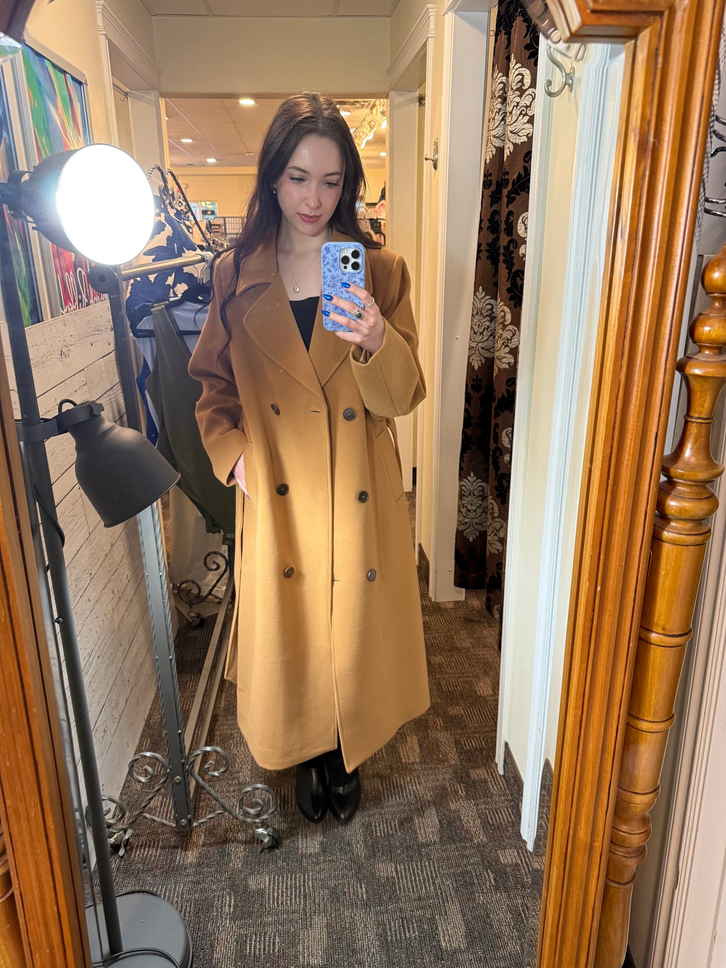 Normann Long Wool Trench Coat Tan