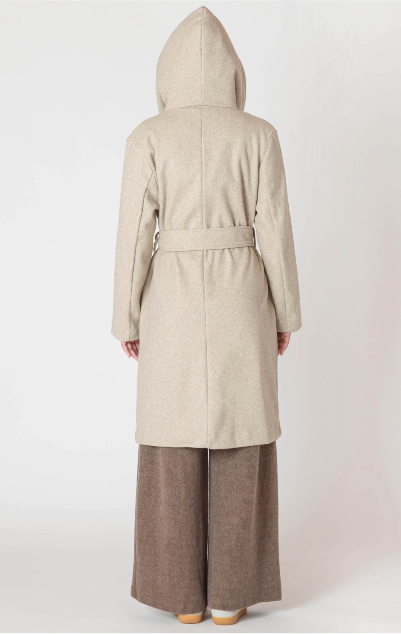 Room 34 Belted Hooded Coat Stone