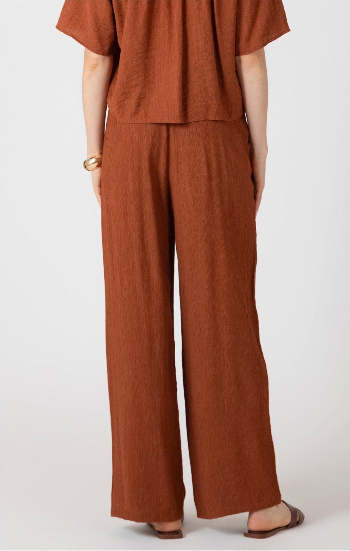 Dex Drawstring Wide Pants Burnt Sienna