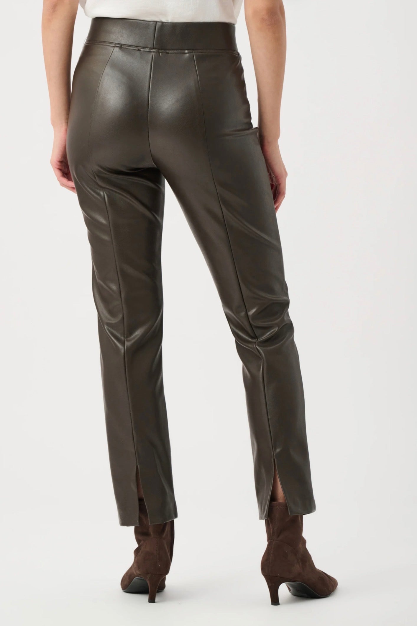 Joseph Ribkoff Bonded Leatherette Straight Pull-On Pants Mocha 263232