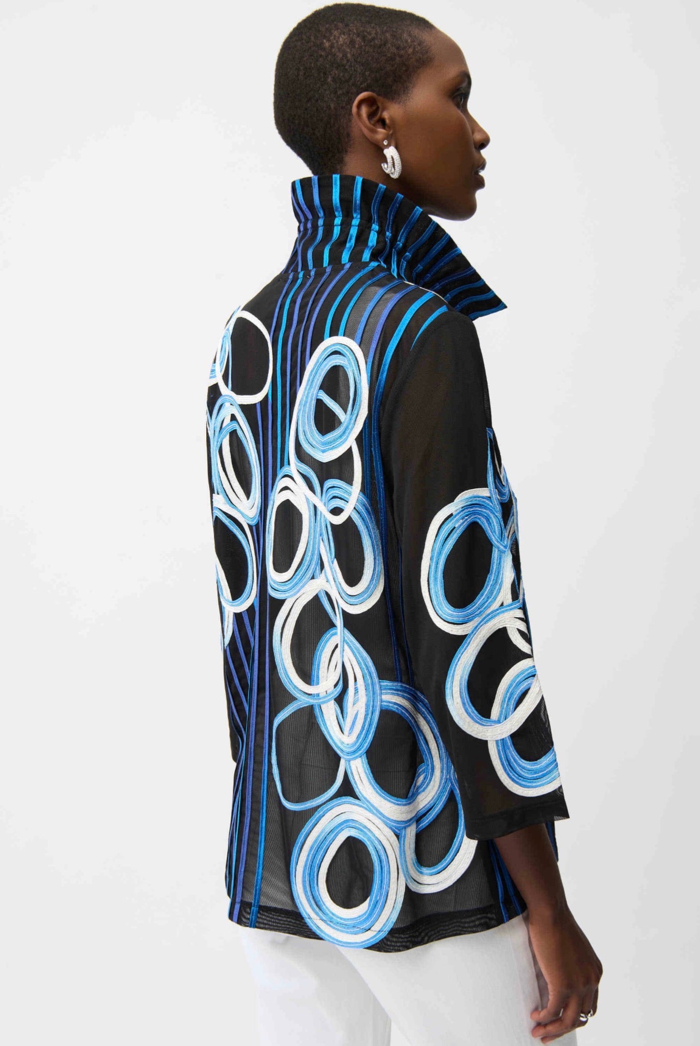 Joseph Ribkoff Satin And Mesh Soutache Jacket With Bell Sleeves 261904