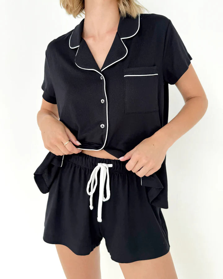 Splendid Black Flora Shorts Pj Set