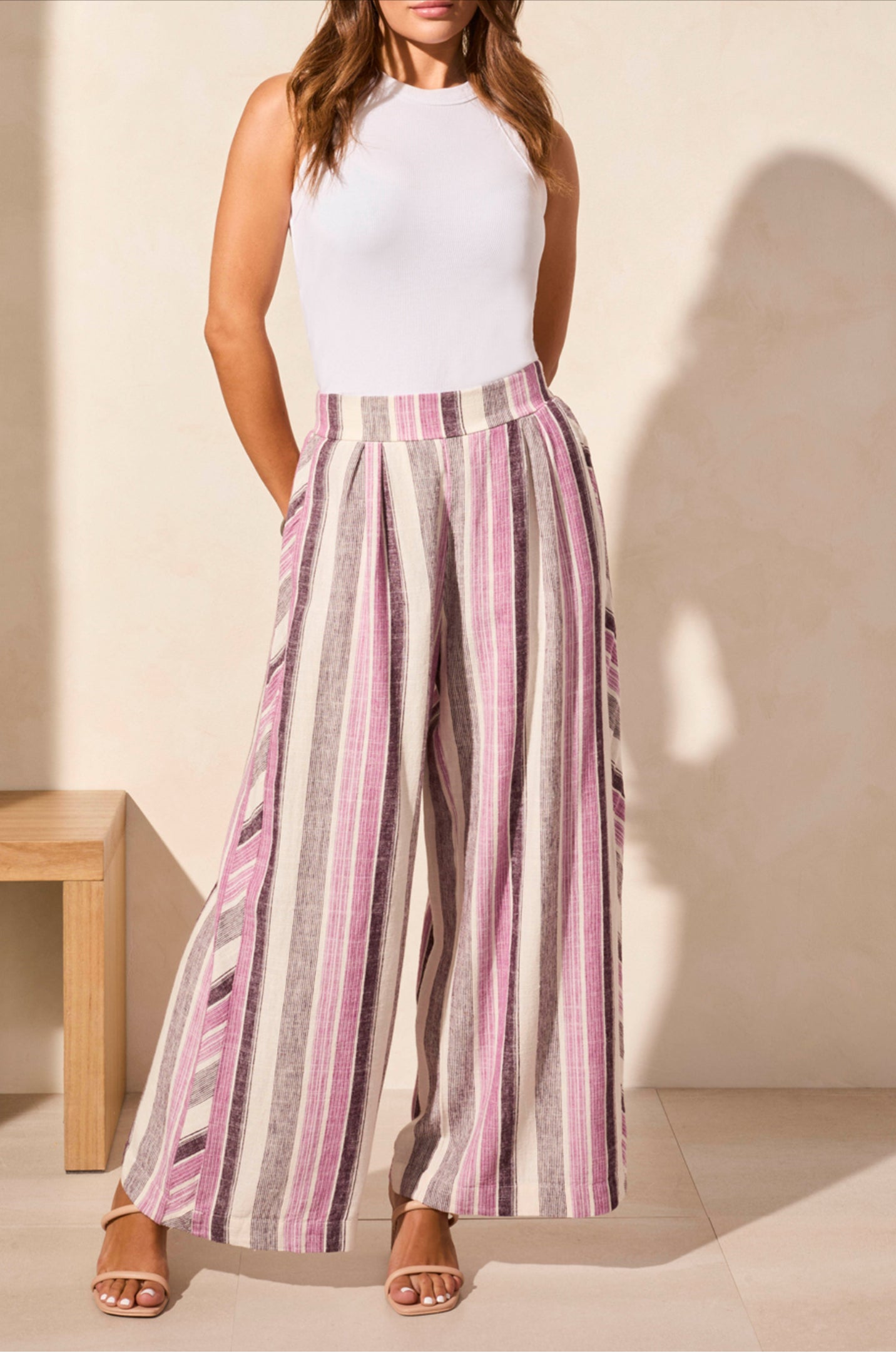 Tribal Pull On Flowy Pants Orchid
