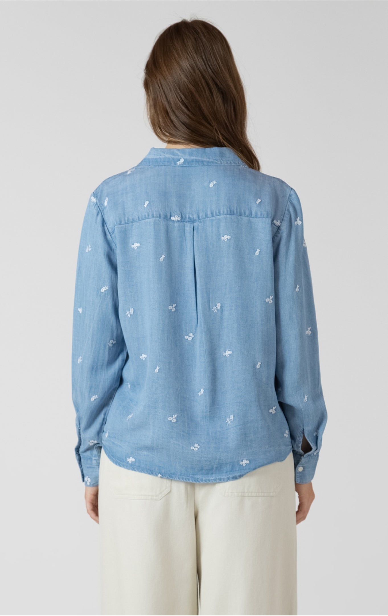 Dex Flower Embroidered Button Front Shirt