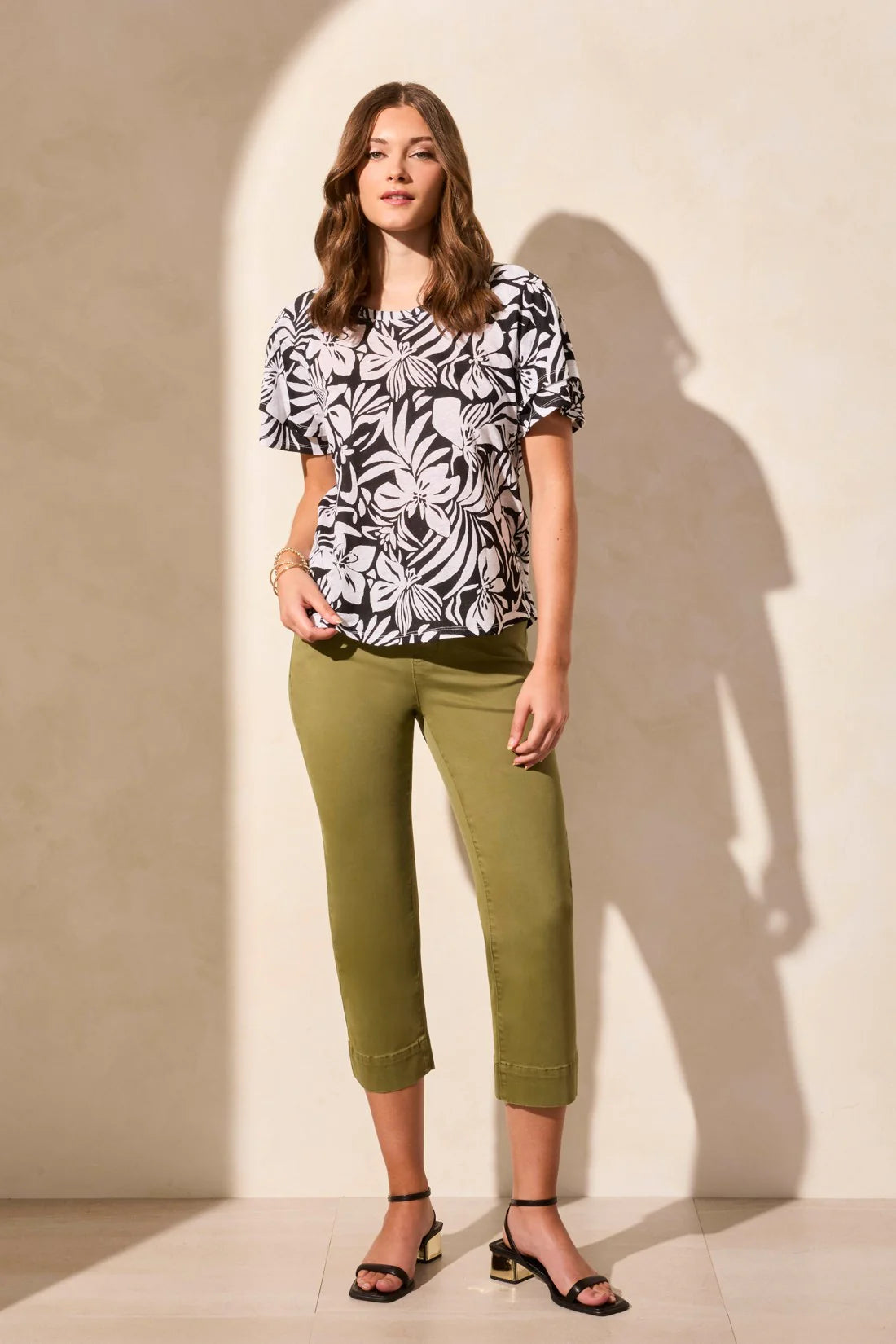 Tribal Ruffle Sleeve Top