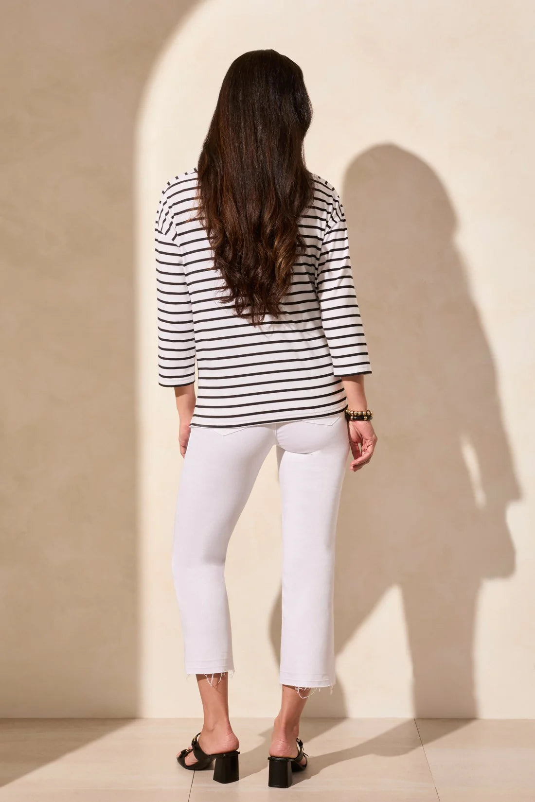 Tribal Striped Boat Neck Top