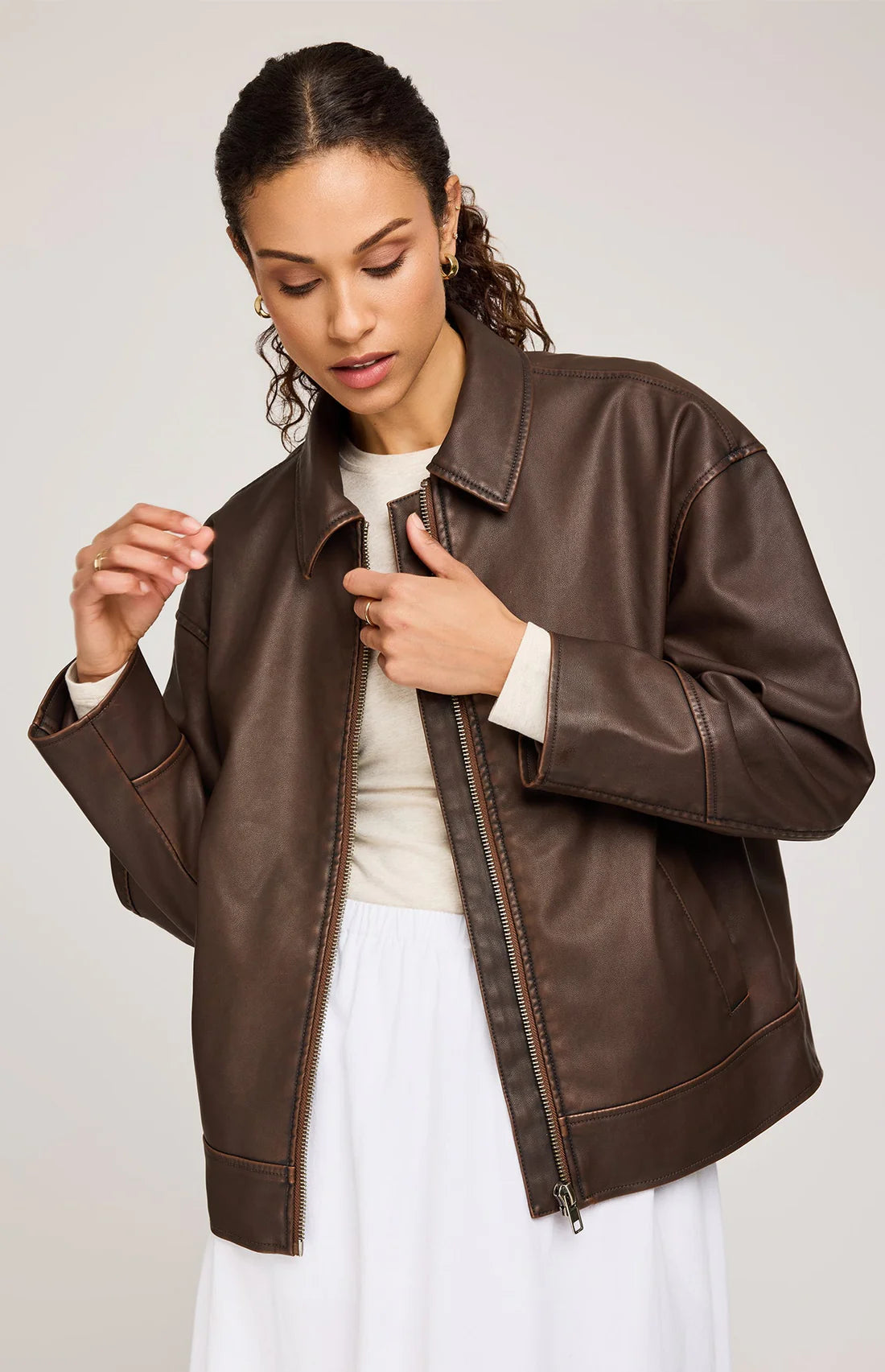 Gentle Fawn Audrey Faux Leather Jacket Chocolate