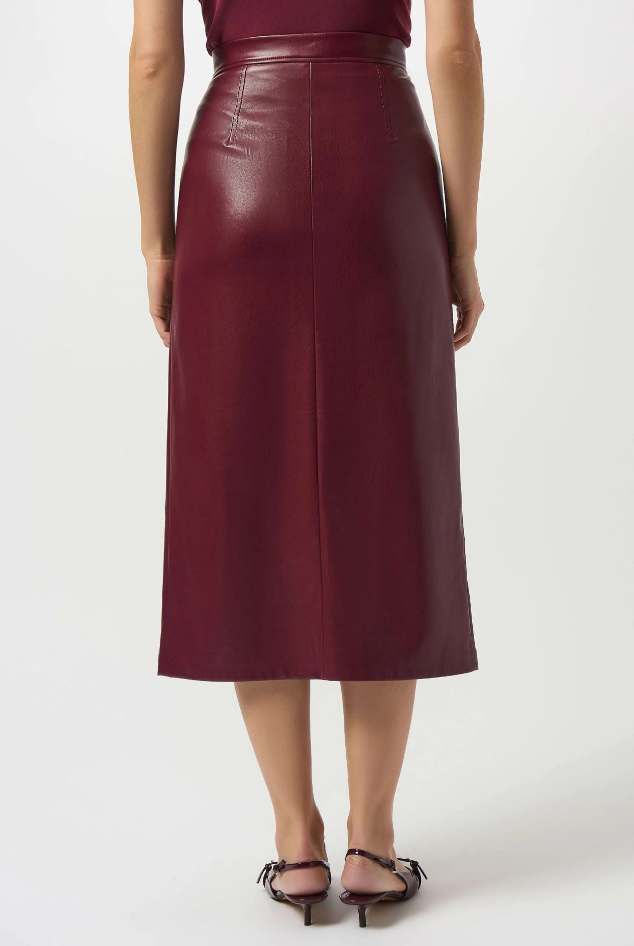 Joseph Ribkoff Leatherette Long Pencil Skirt Merlot 253991