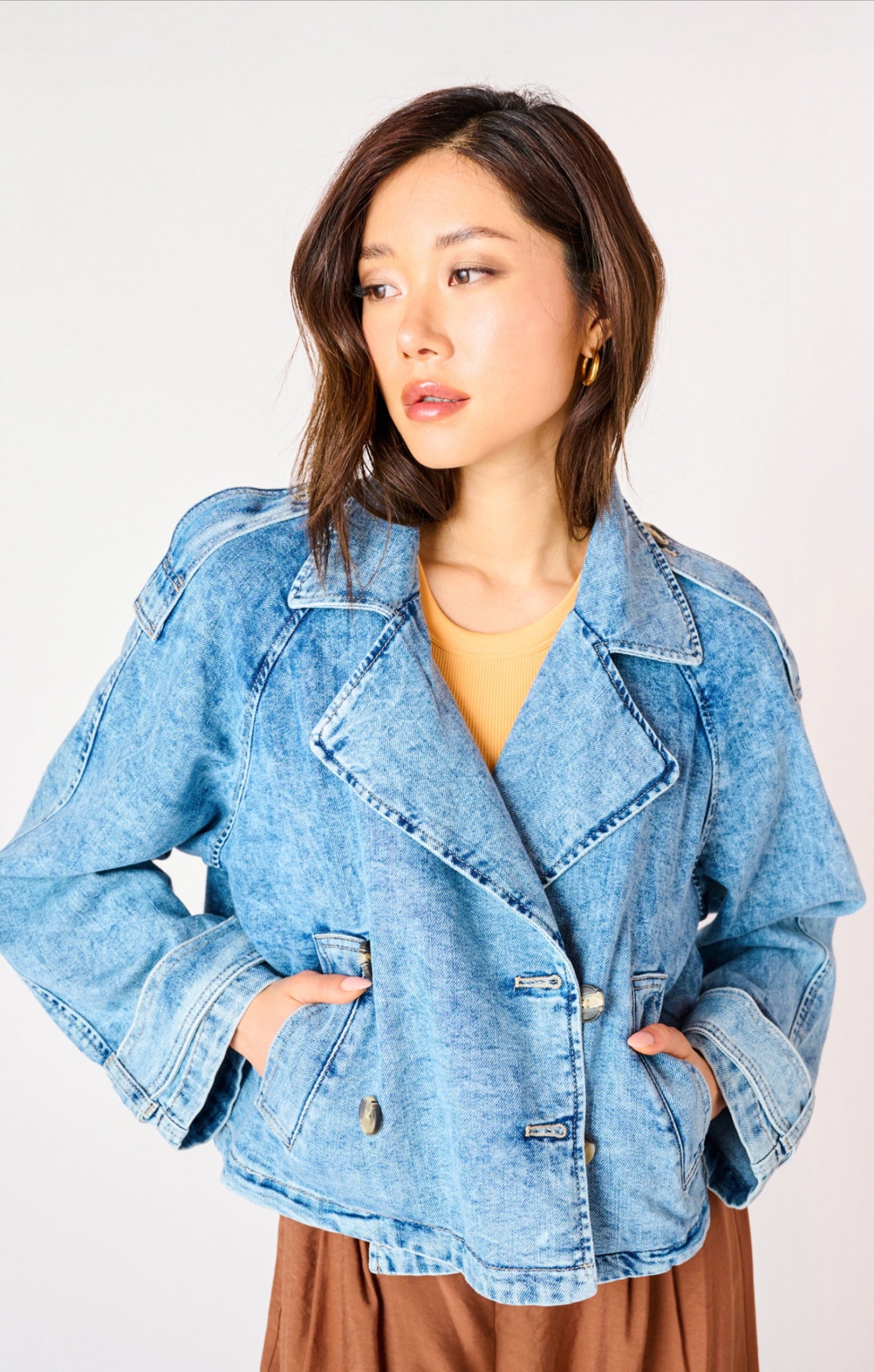 Dex Cropped Collared Jean Jacket