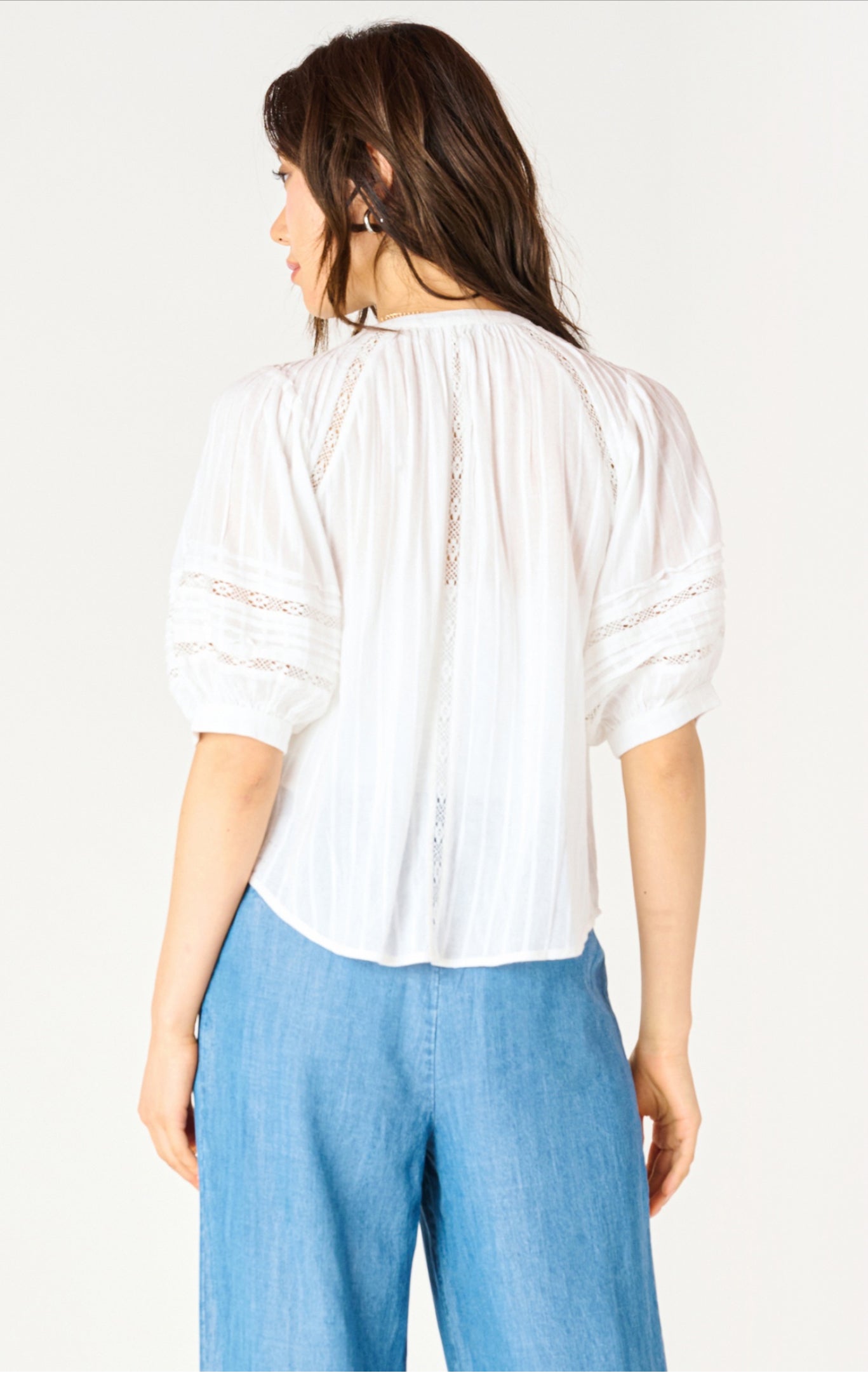 Dex Elbow Sleeve Lace Detail Blouse