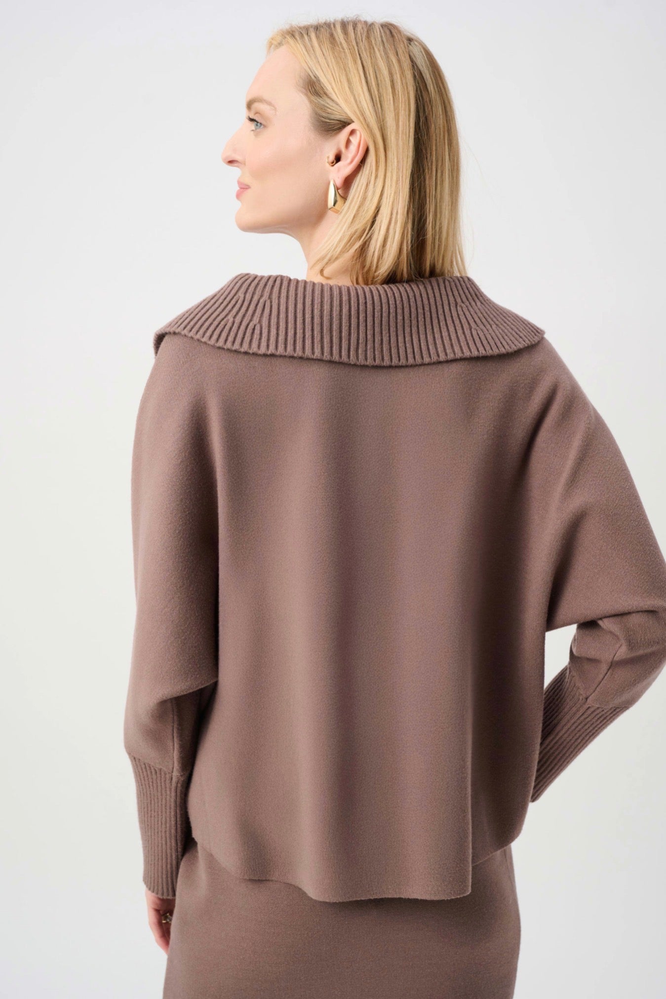Joseph Ribkoff Brushed Viscose And Nylon Shawl-Neck Sweater Mink 263938