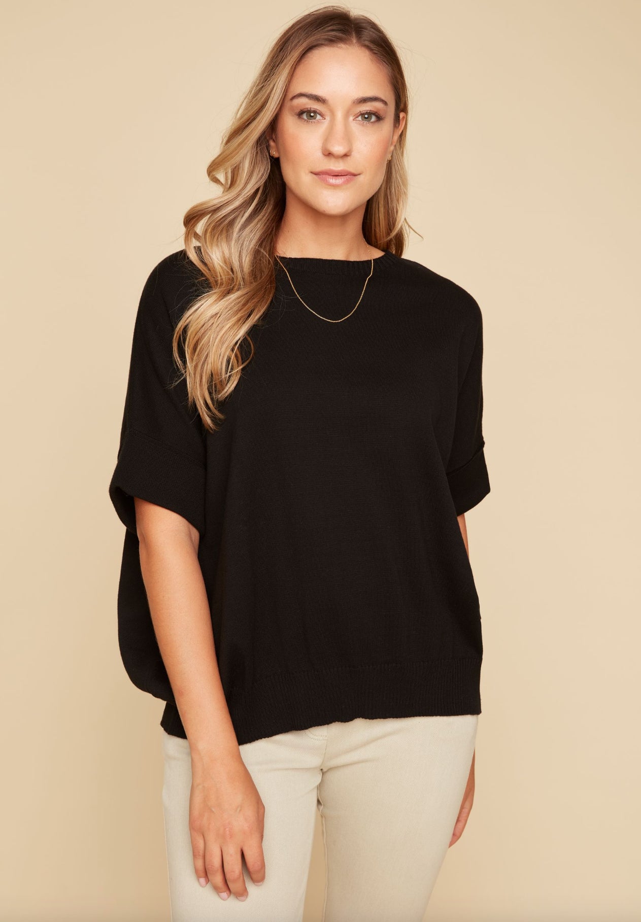Renuar Rolled Half Sleeve Sweater Black