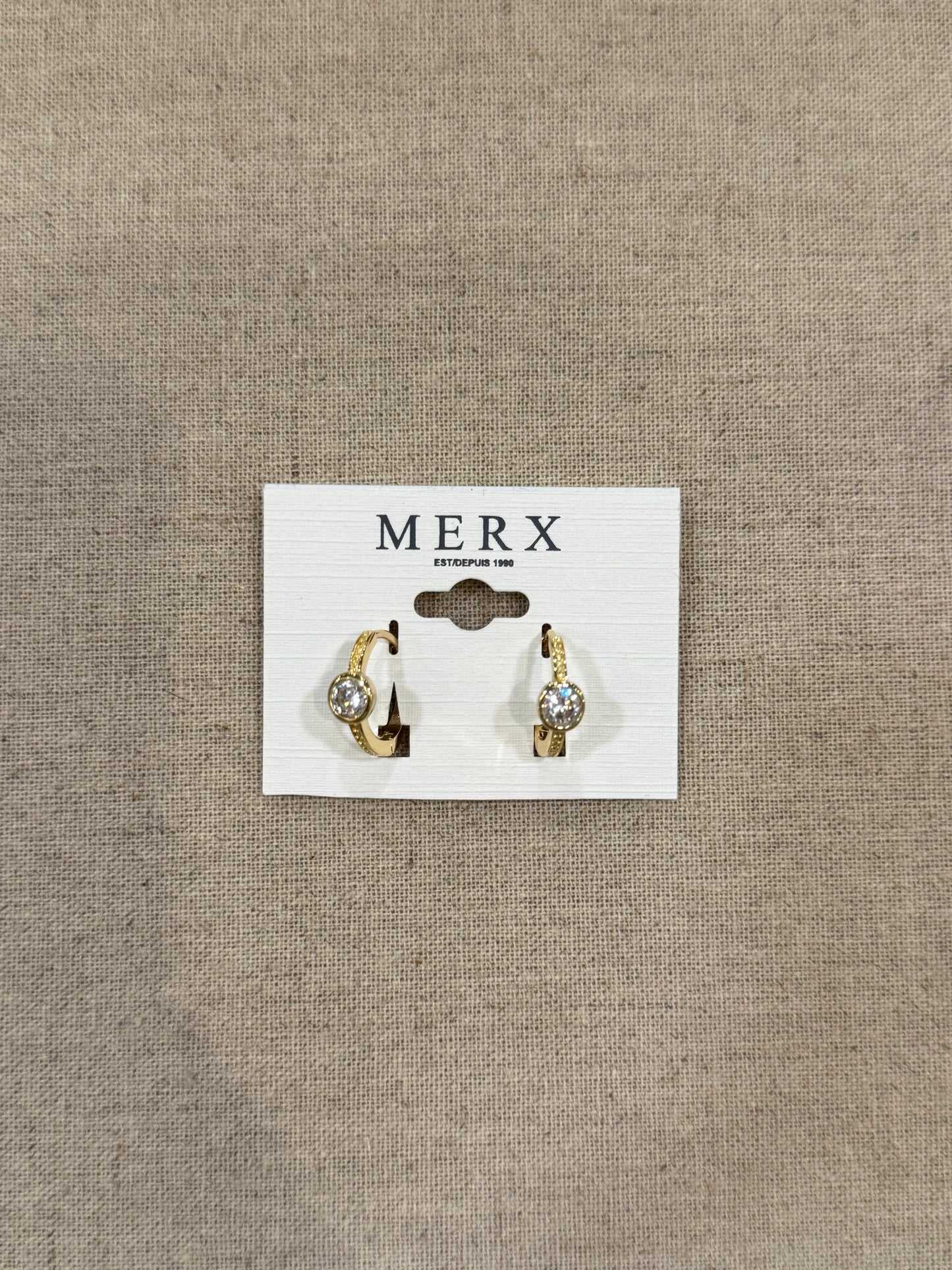 Merx Gold Circle Gem Huggie Earrings