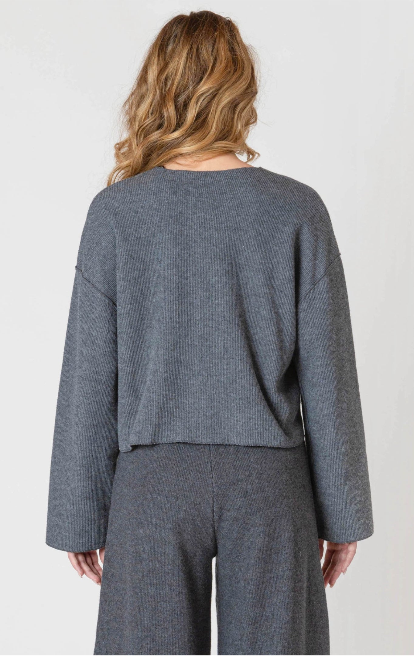 Room 34 Ribbed Cardigan Charcoal Heather