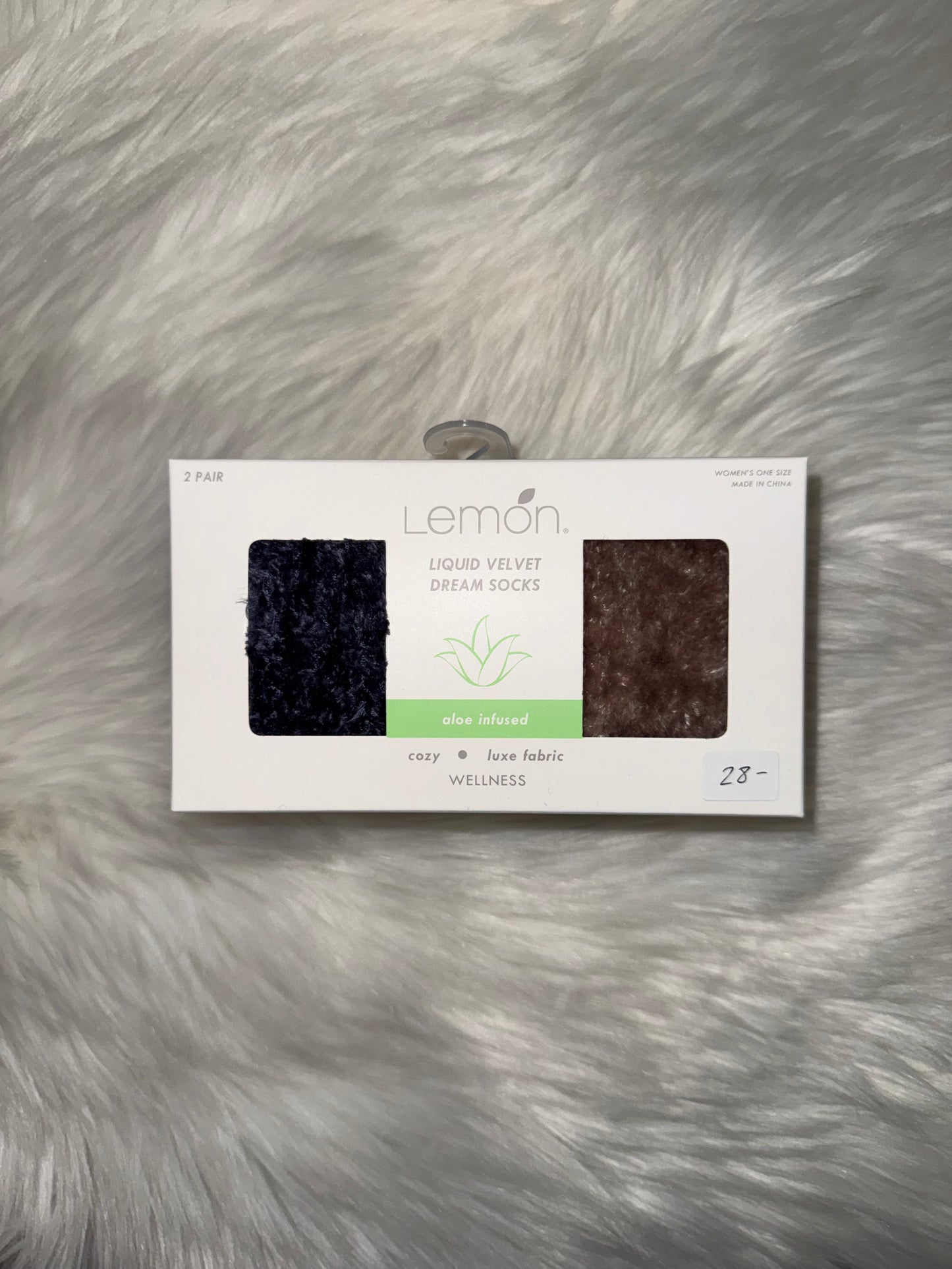 Lemon Aloe Infused Liquid Velvet Dream Crew Socks Blue/Tan