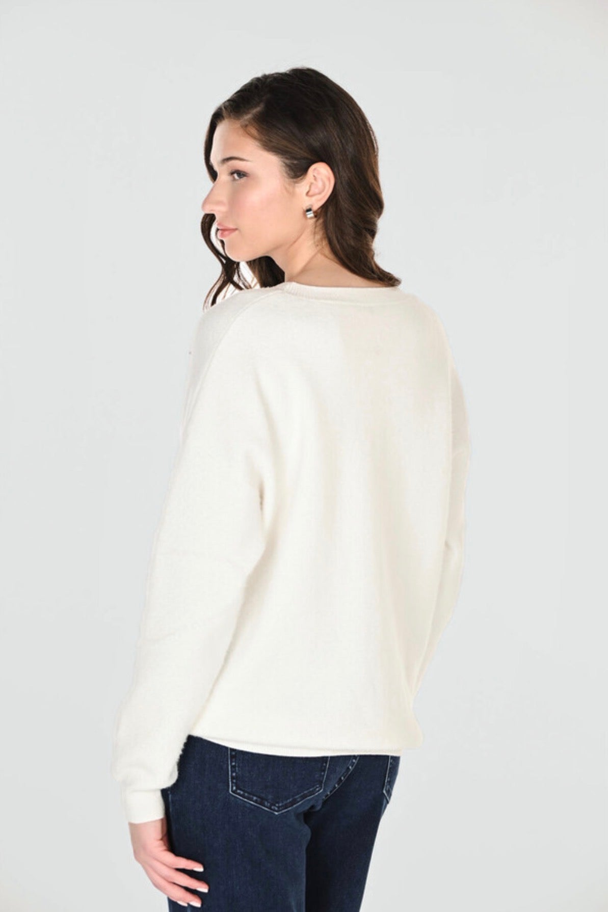 Frank Lyman Crew Neck Jewel Pullover Offwhite 263755