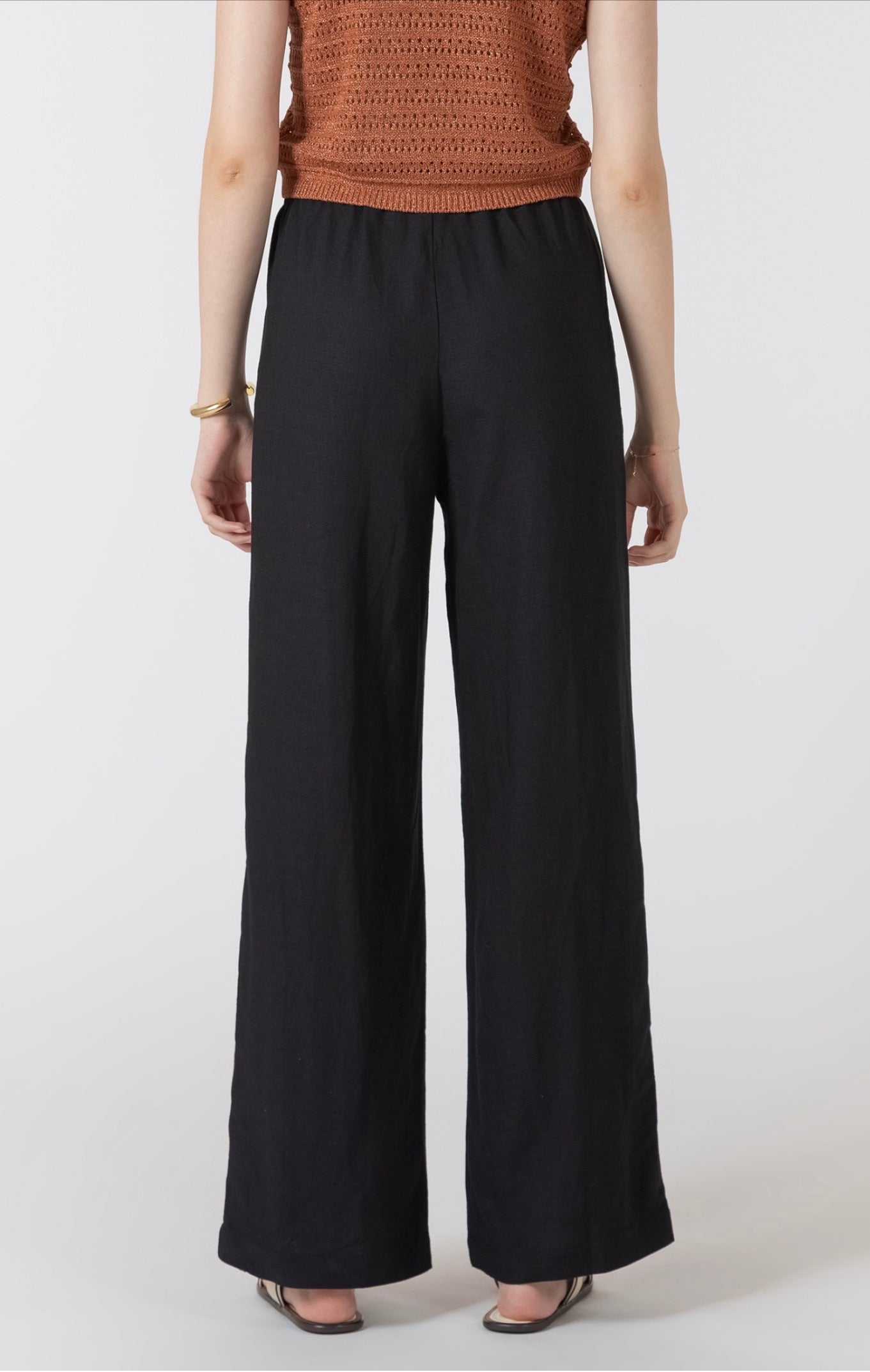 Dex Elastic Wist Linen Pants Black