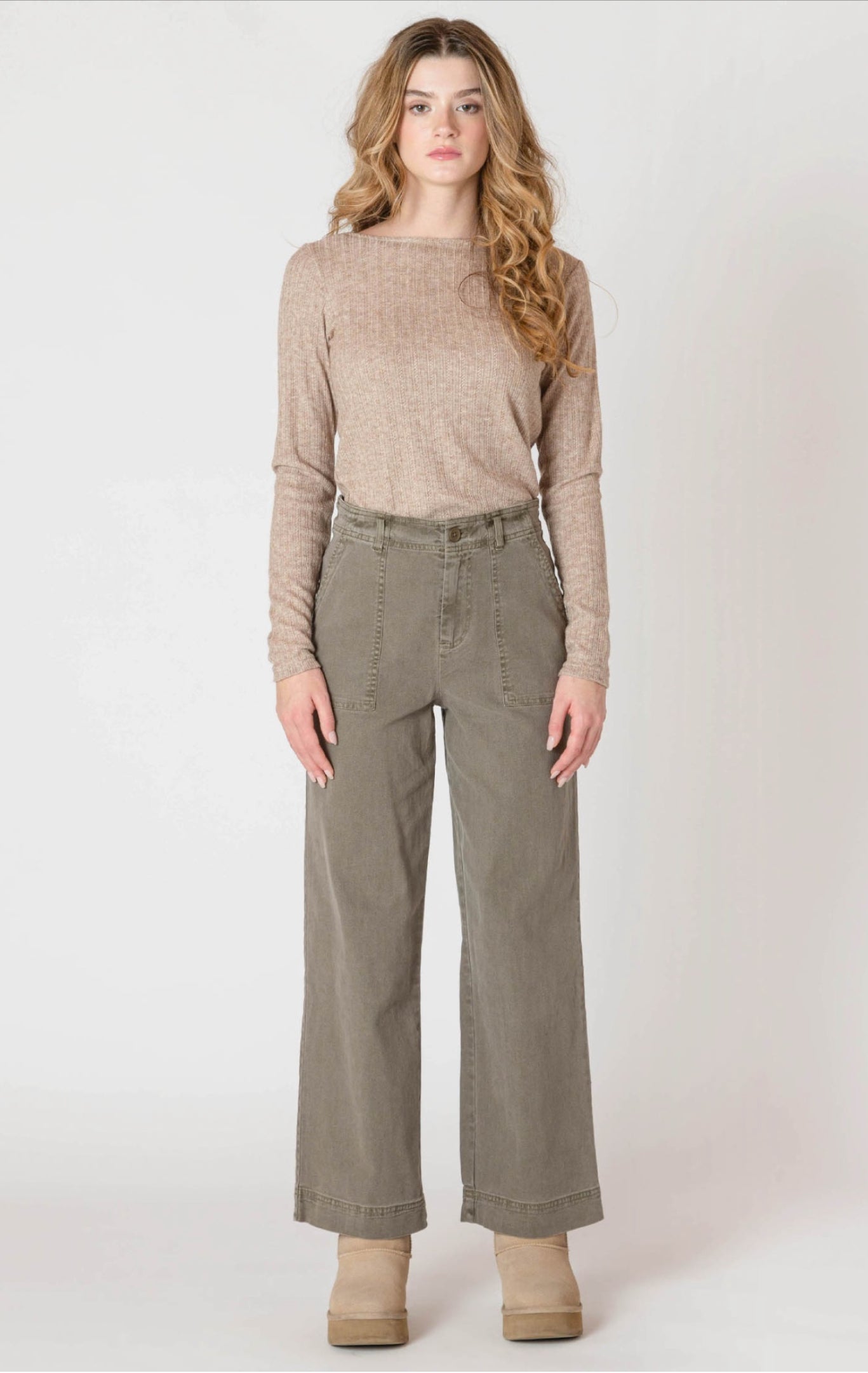 Room 34 Straight Leg Pants Army Green