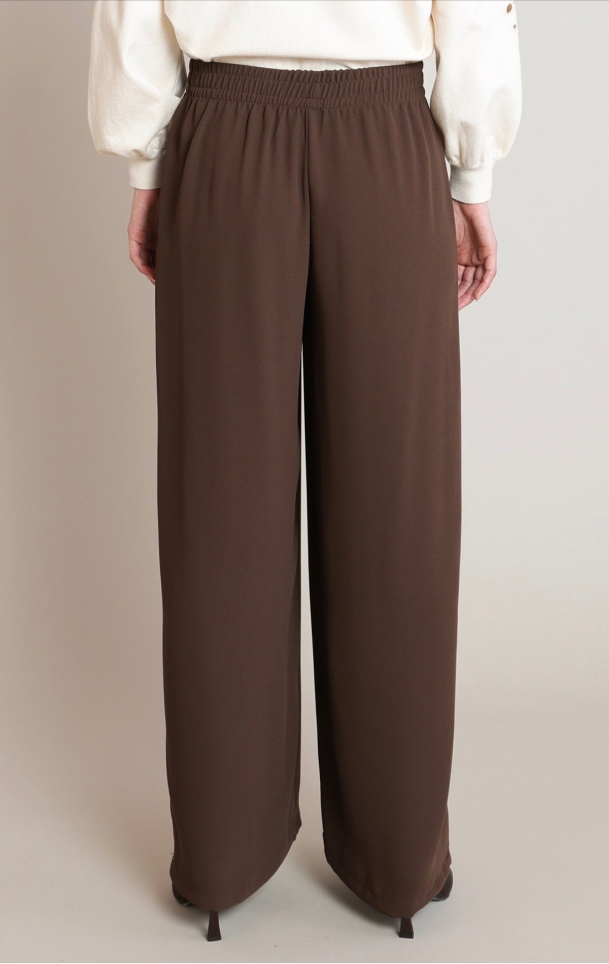 Black Tape Wide Leg Pull On Pants Brown